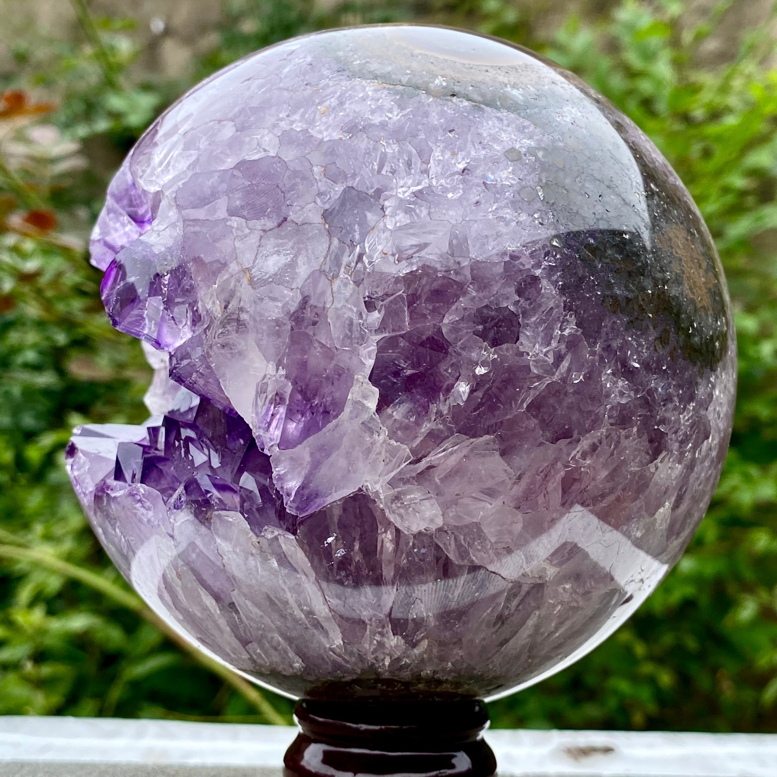 5.9LB Natural Amethyst Agate Sphere Polished Healing Crystal Ball Home Fe