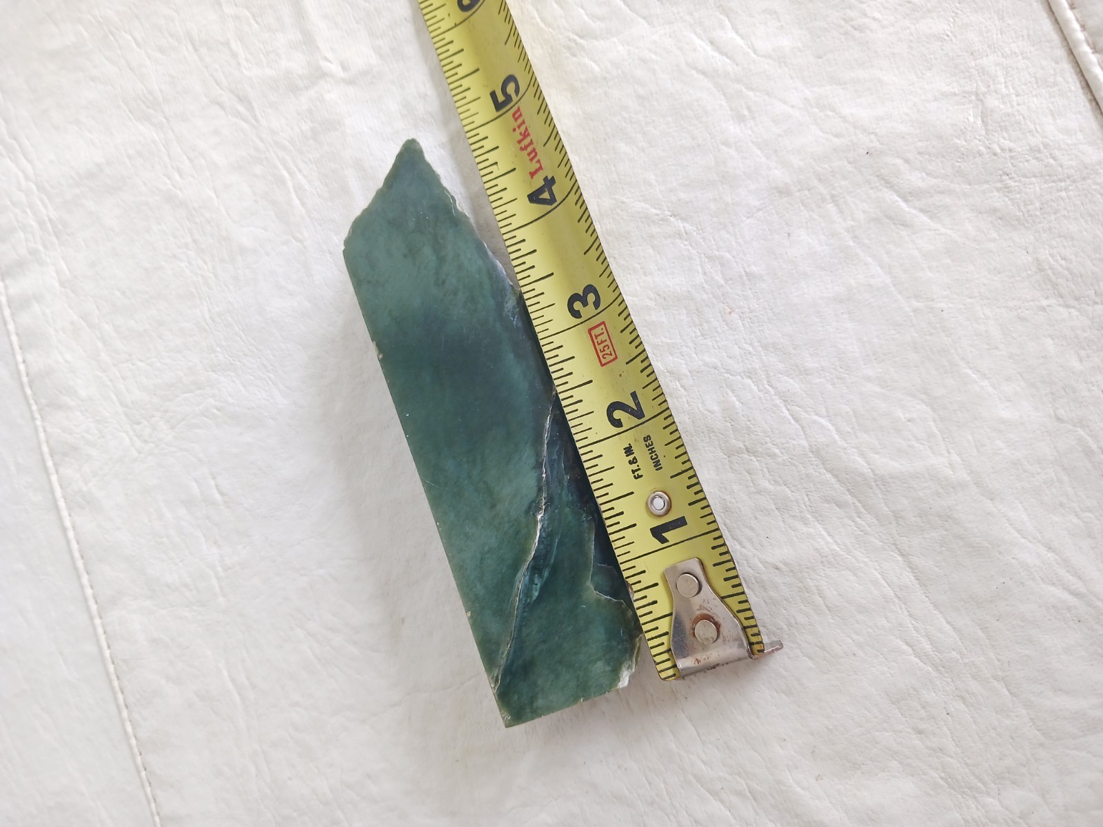 polished Green Nephrite Jade Stone Slab Wedge Shape #153g 5.25″ X 1.75″ X 1″