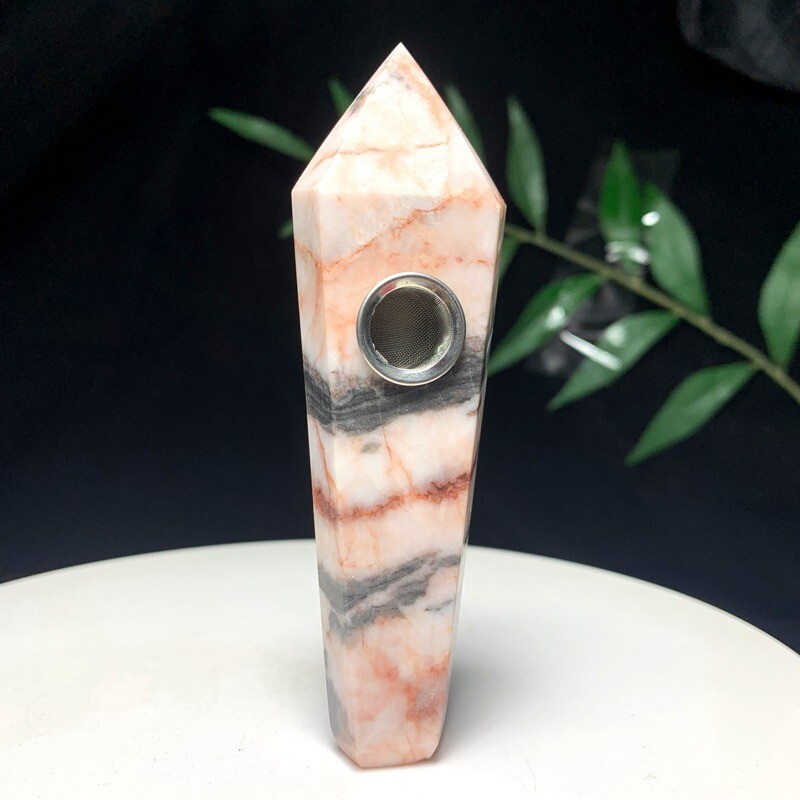 Raw Natural Quartz Tobacco Smoking Pipe Crystal Point Wand Healing Reiki Obelisk