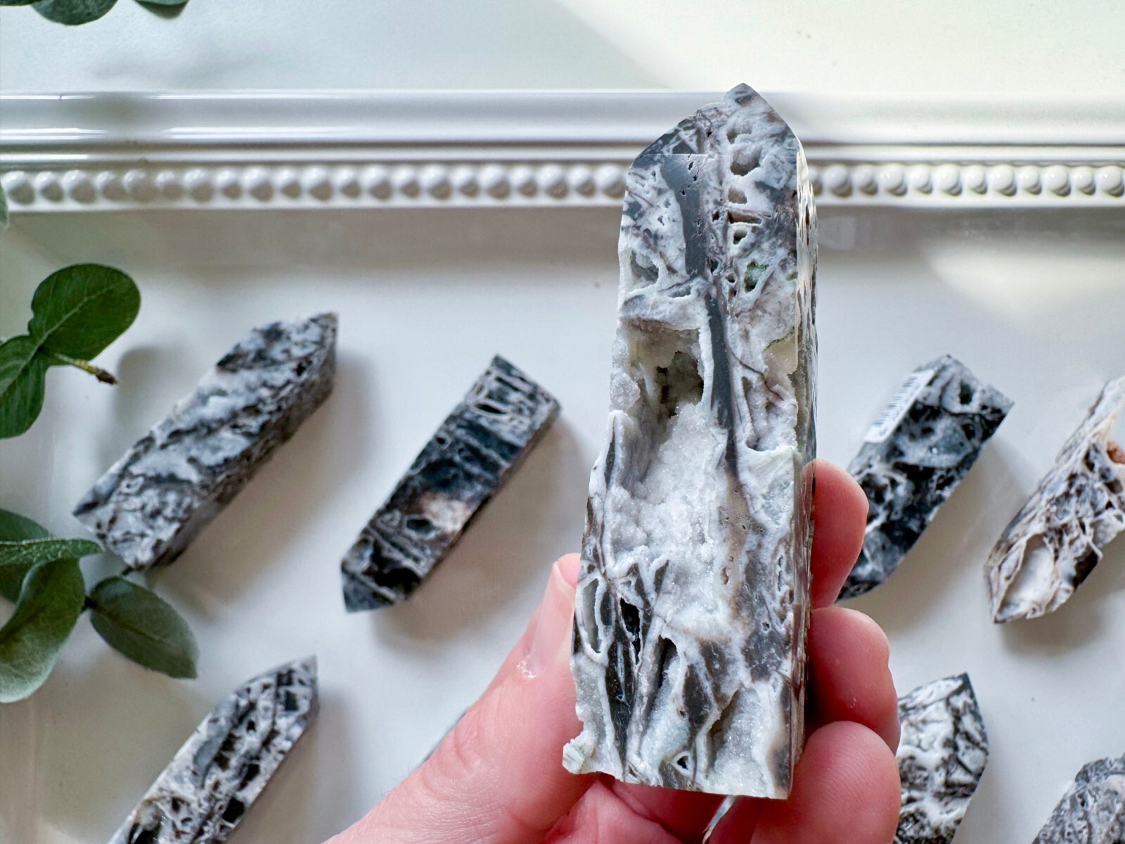 Black Sphalerite Stone Natural Crystal Tower Healing Obelisk Home Decoration