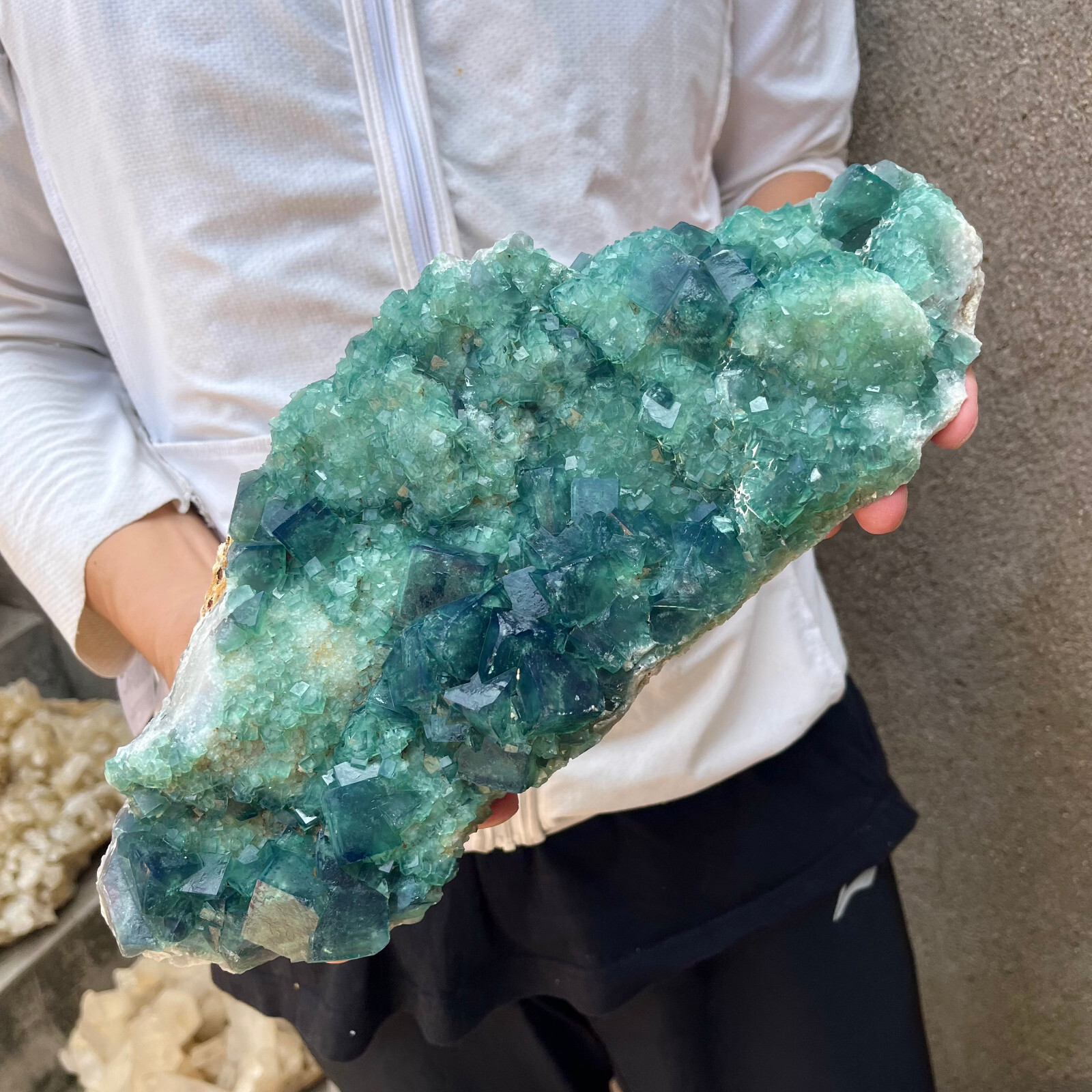 7.7lb Large NATURAL Green Cube FLUORITE Quartz Crystal Cluster Mineral Specimen