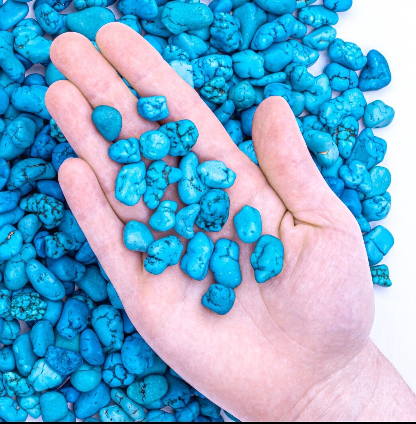 1 lb Tumbled Blue Turquenite Gemstone Crystal 175-195 Stones Bulk Rock Wholesale