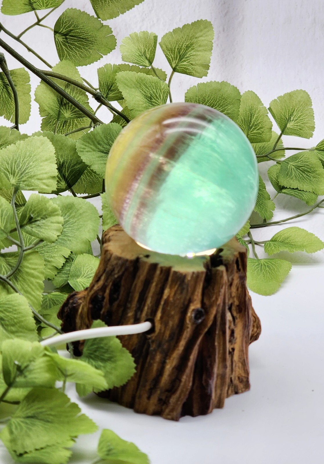 Candy Flourite Sphere, Free Lighted Wood Base, Crystal Sphere, Flourite Sphere