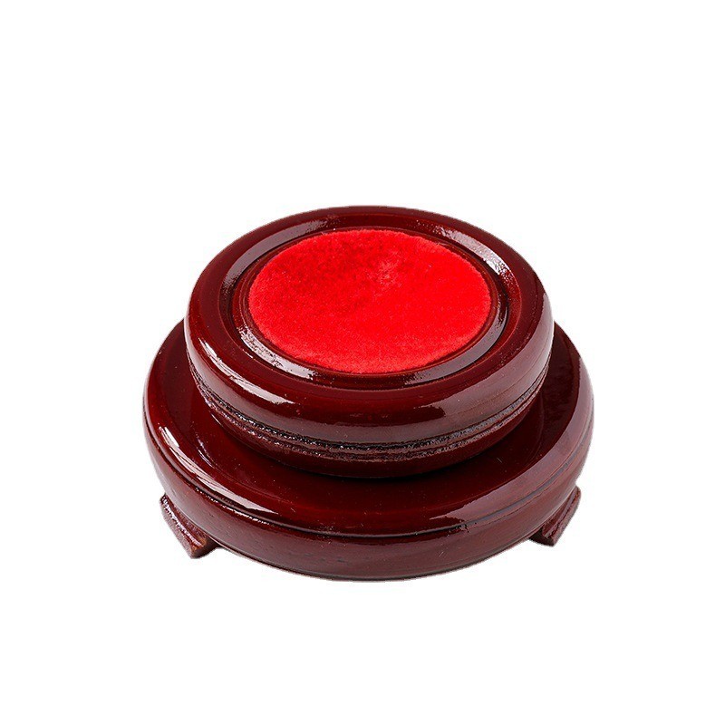 Rosewood Double Layer Rotating Wooden Base Crystal Ball Carving Display Stand