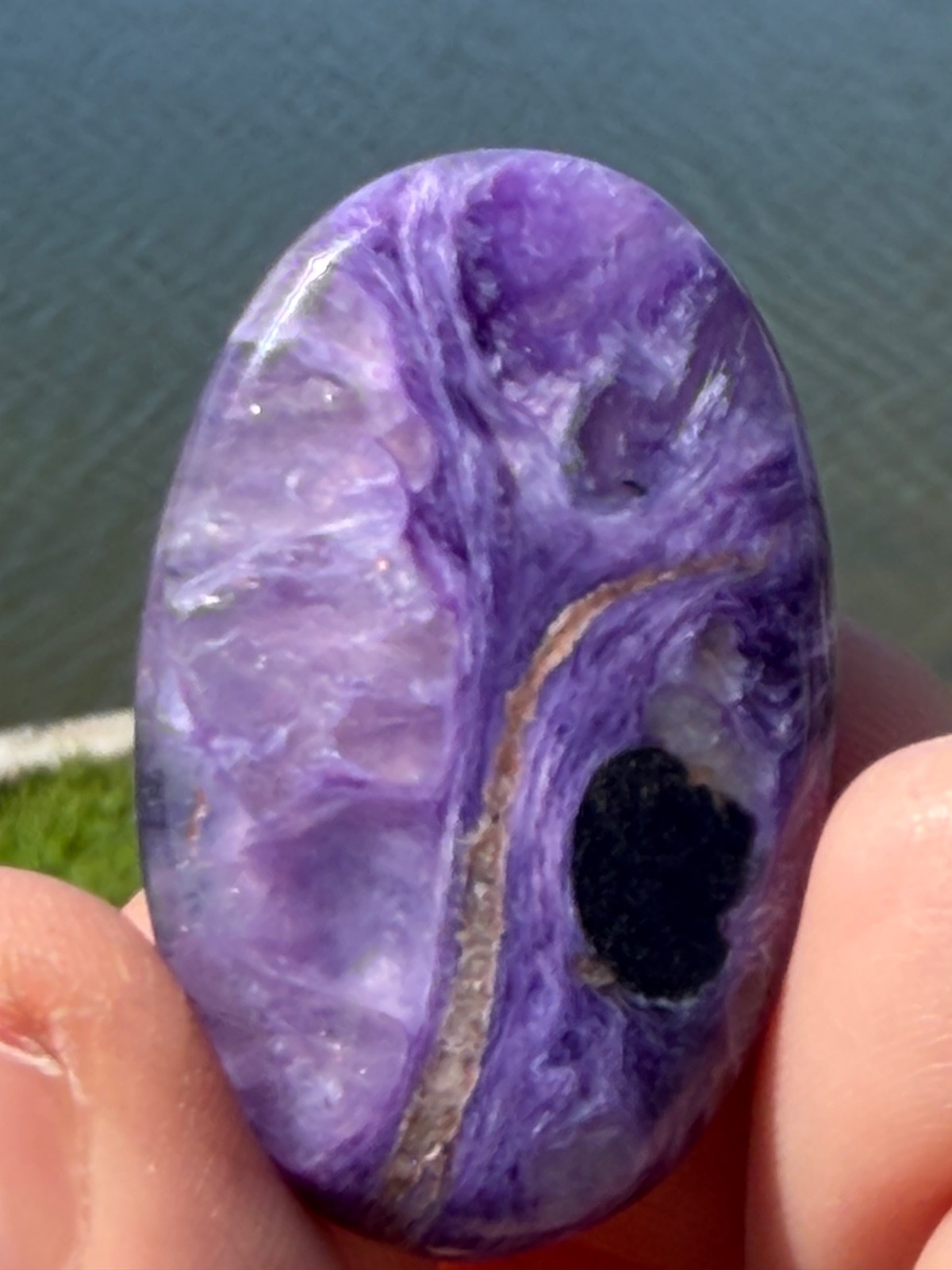 AA Charoite Polished Gemstone Small Palmstone 1 5/8″ 16 Grams Colored By Nature.