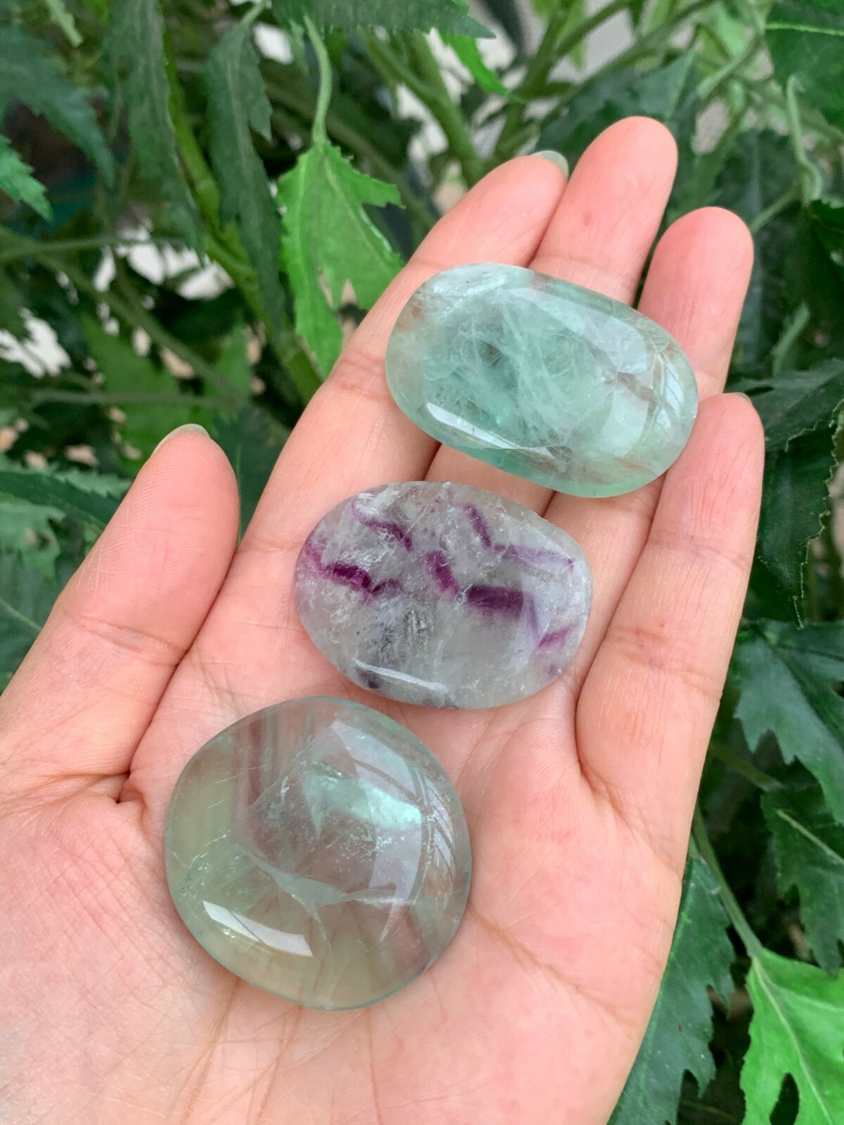 Fluorite Smooth Stone,1.5″-2″ Polished Fluorite Palm Stone, Wholesale Bulk Lot