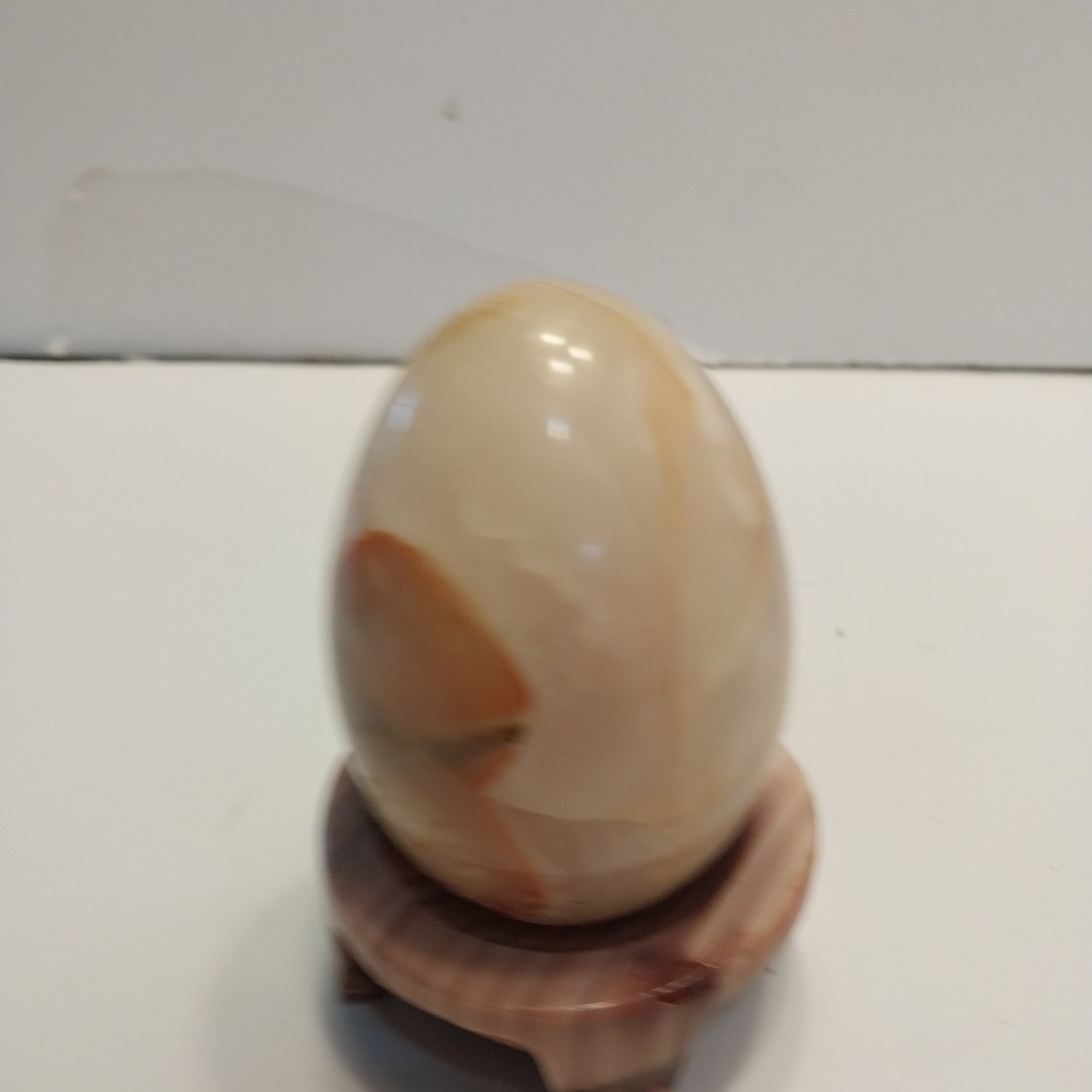 Banded Onix Stone Egg on Matching Footed Stand