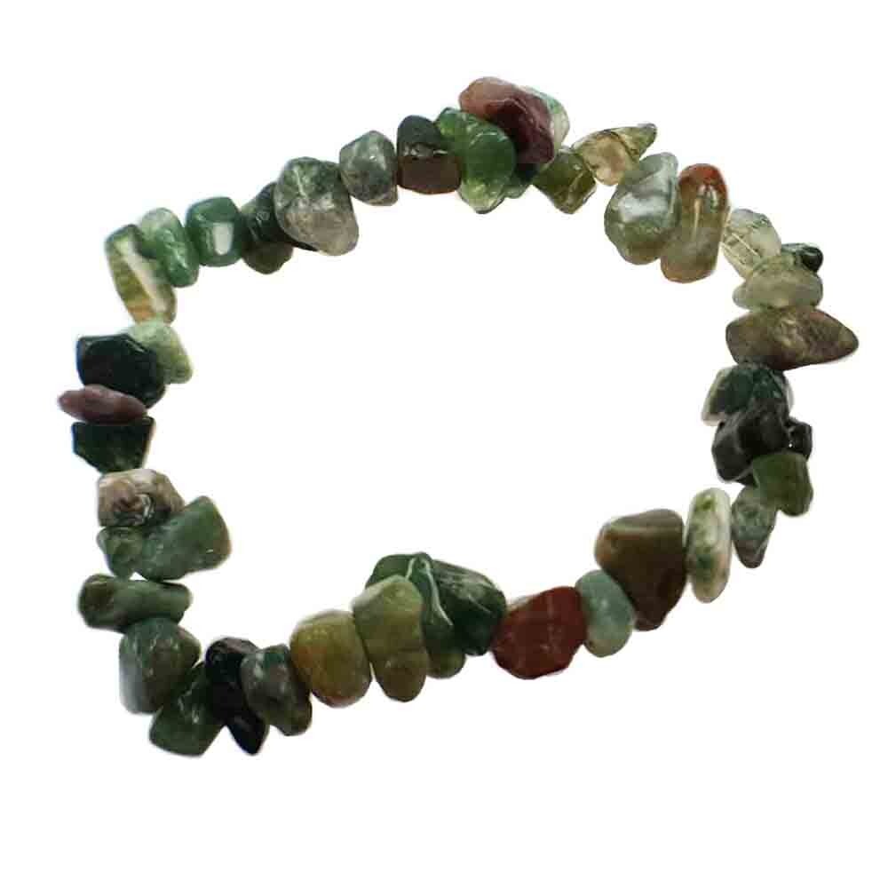 Bloodstone Agate Chip Bracelet Genuine Gemstone Stretchy Elastic – One Size NEW