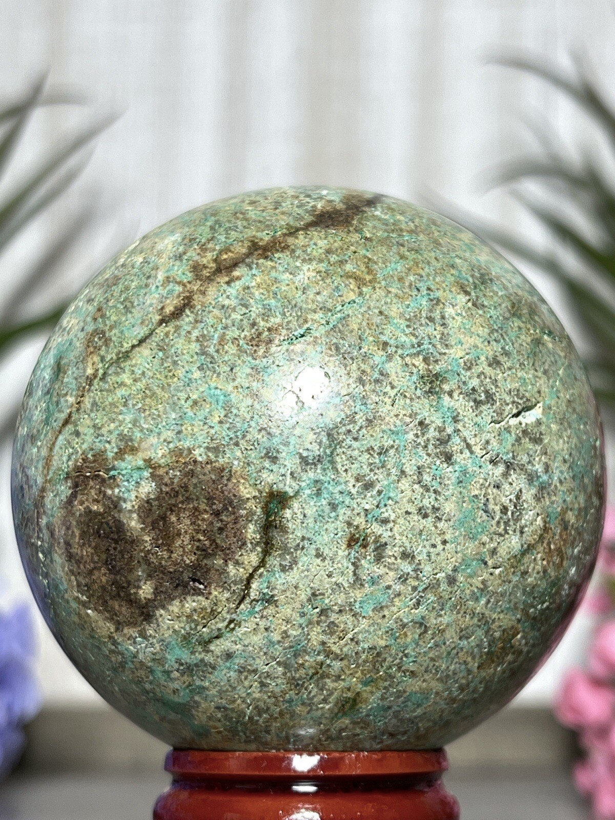 57mm PHOENIX SPHERE – Green Blue Mineral Copper Ore Malachite Turquoise Crystal