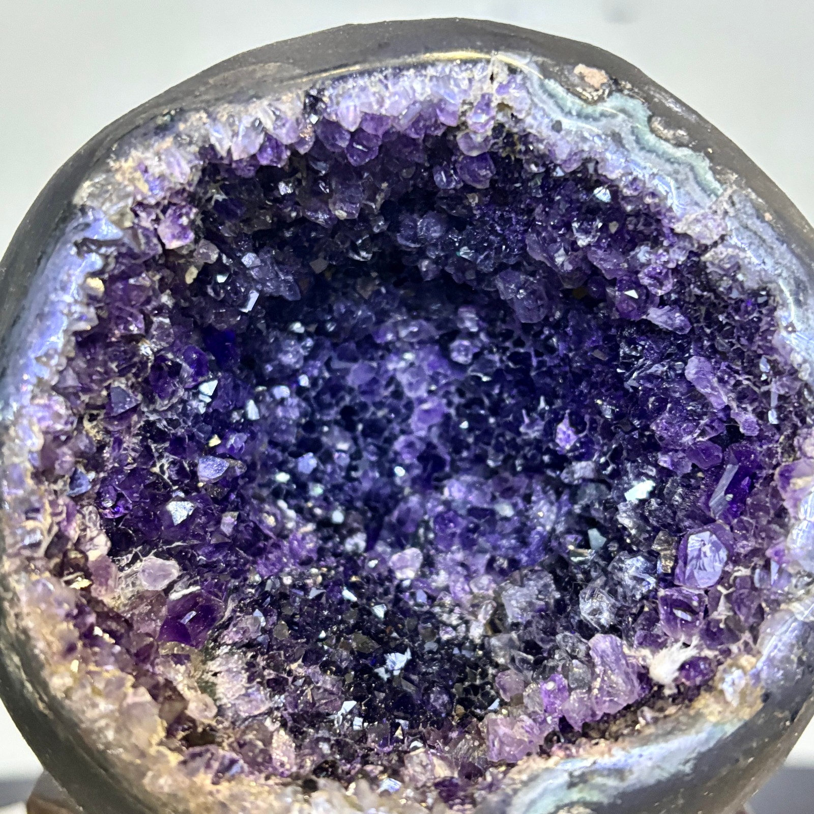 3.52LB Natural uruguay amethyst geode quartz money bag crystal +stand