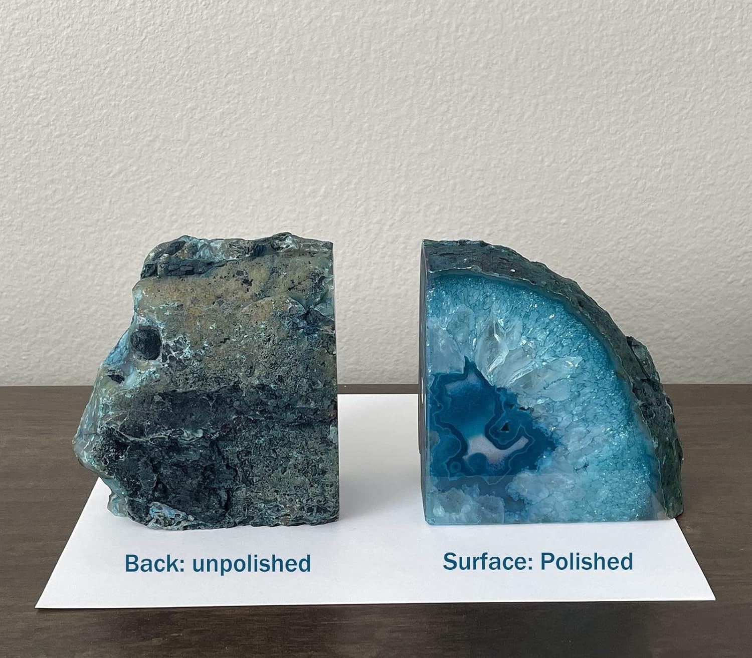 Elegant Teal Agate Bookends for Heavy Books – Lightweight Yet Sturdy Design