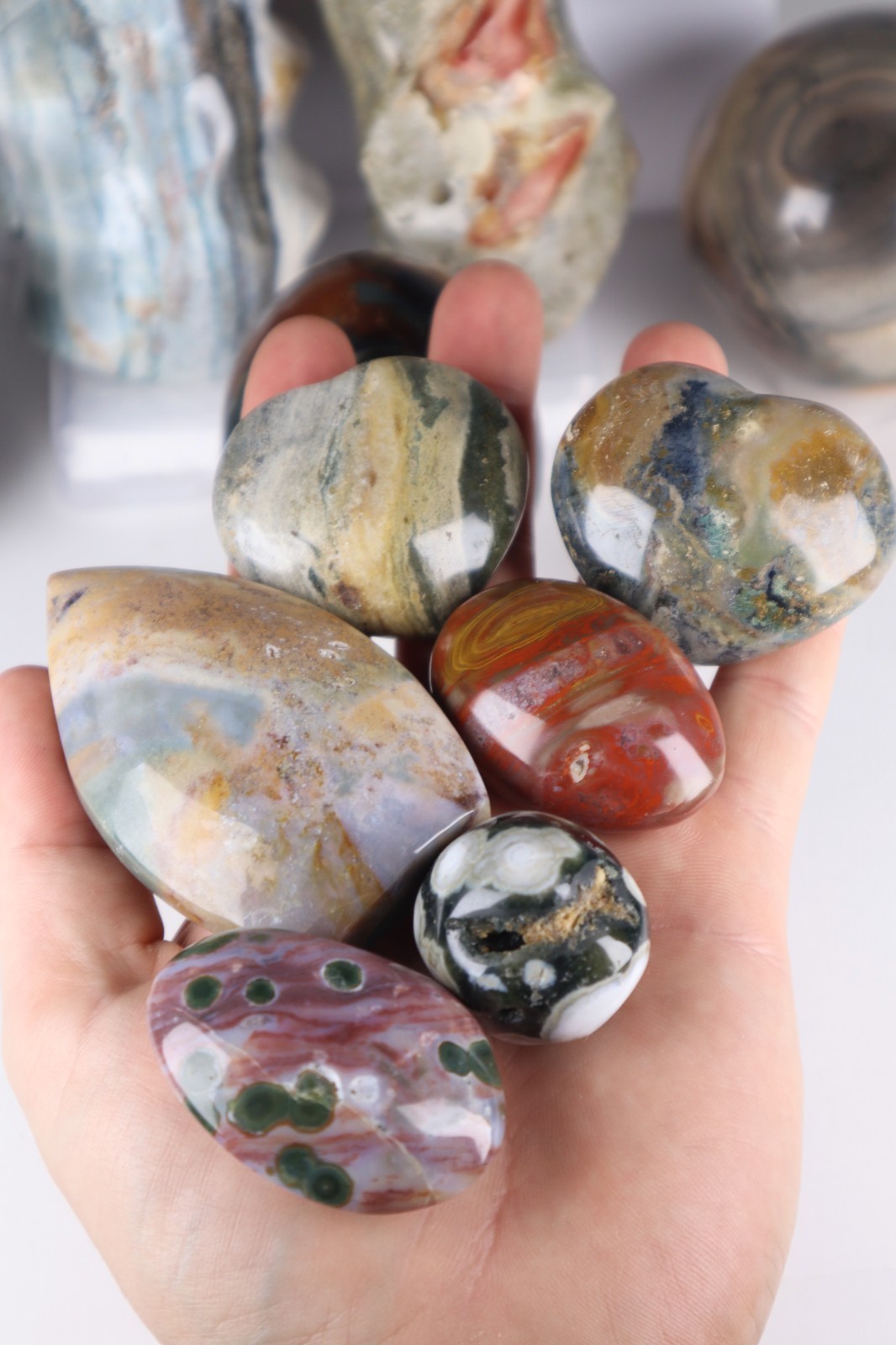 HUGE Polished JASPER CRYSTALS Collection – 12.5 lbs Mixed Sea Jasper Polychrome