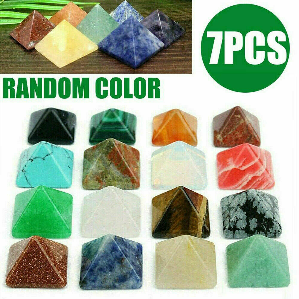 Lot 7Pc Pyramid Gemstone Natural Stone Crystal Quartz Healing Point Chakra Set