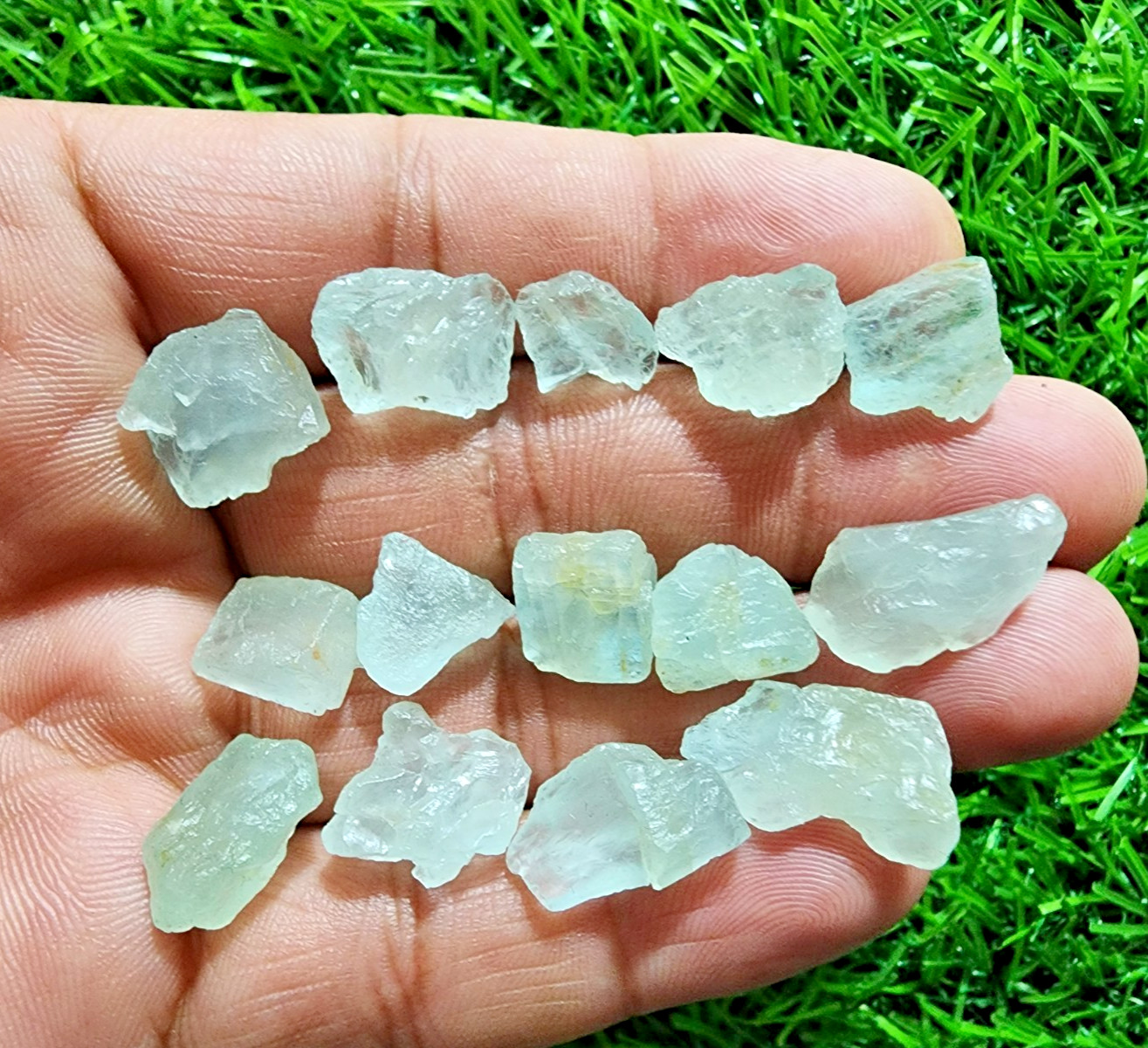 14 Pcs Blue Aquamarine Gemstone Rough Lot 10-19 mm Aquamarine Rough Stone Bulk