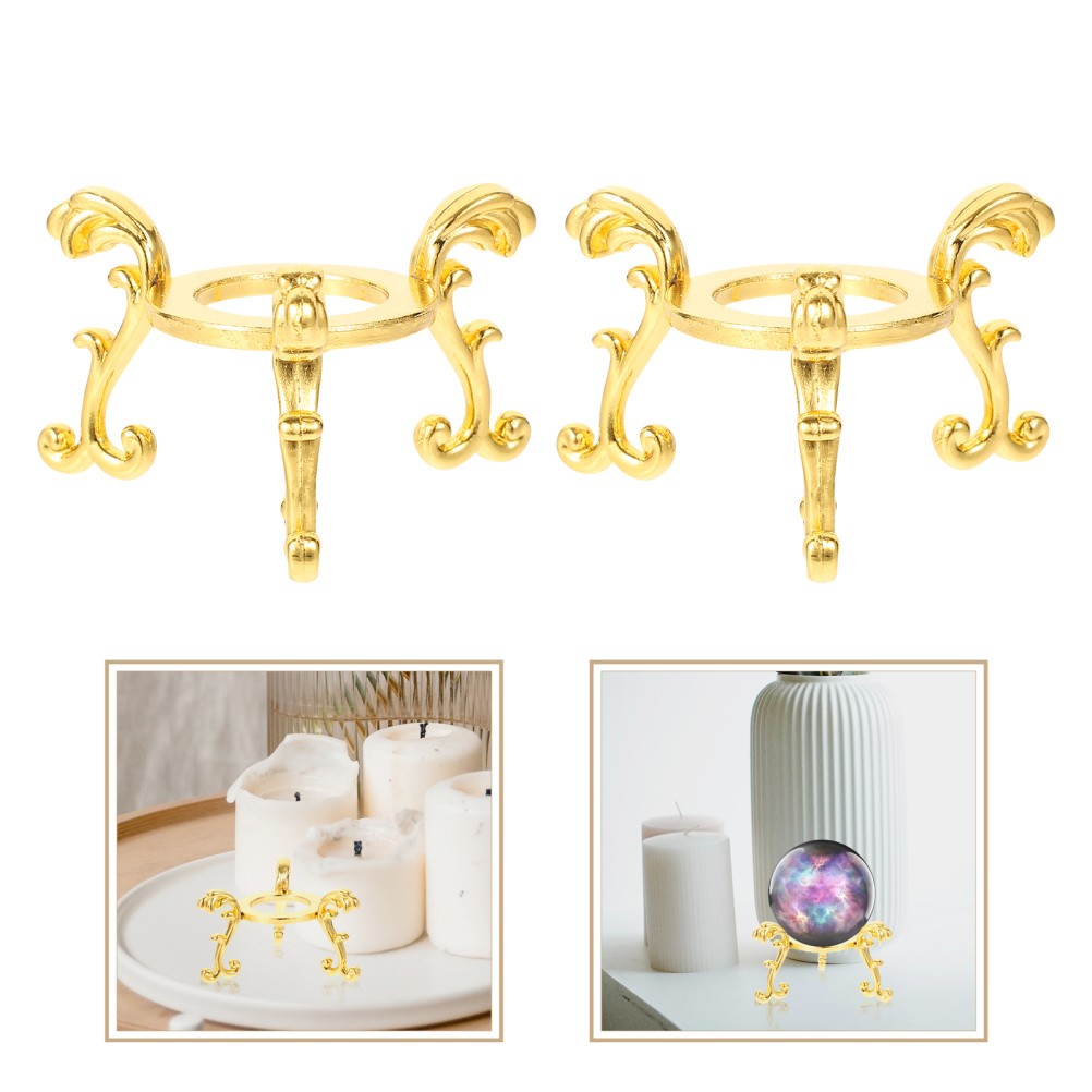 2Pcs Wooden Tripod Stand Sphere Base Wooden Egg Stands For Display