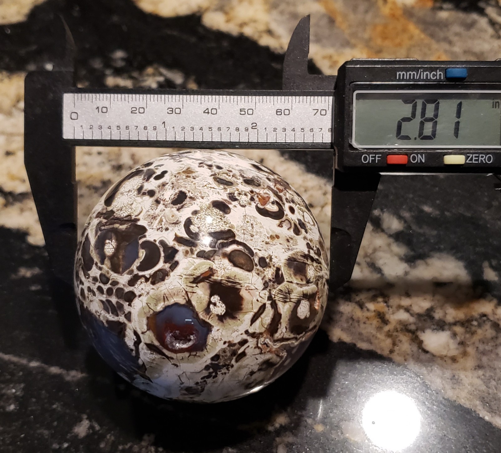 2.8″ Money Agate UV Crystal Druzy Sphere Orb Ball, 448g or 1 lb