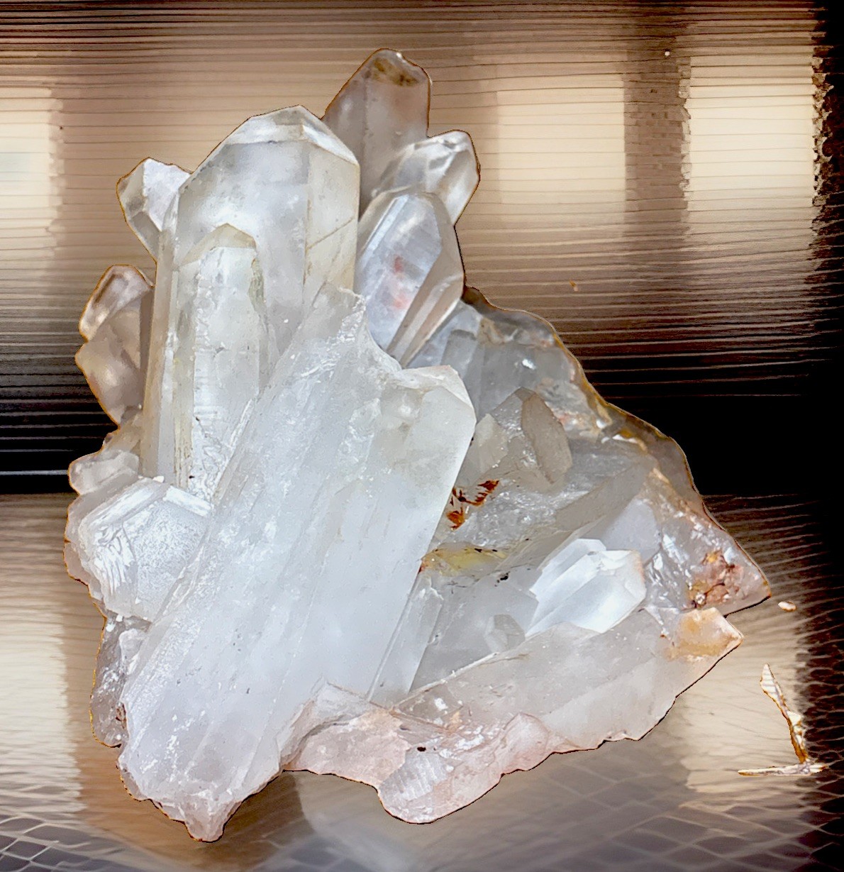 Set Of 2 Free Standing Natural Clear Crystal Quartz Decor Pieces Totaling 5lbs