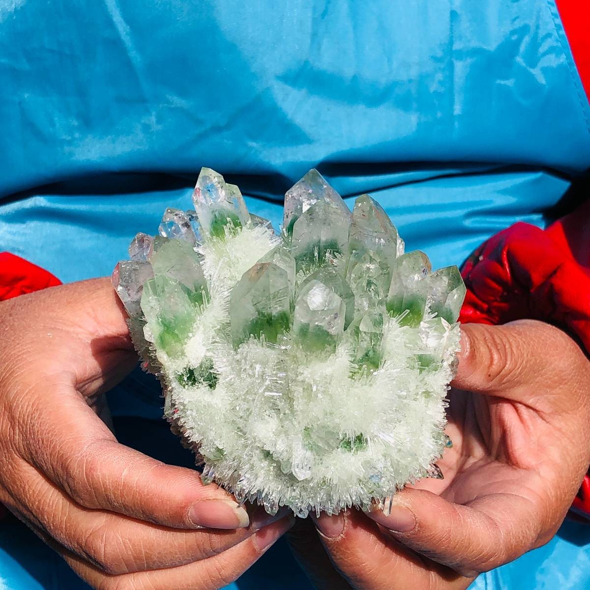2 piece Lab-Grown Green Crystal Clusters Healing Energy Home Decor 2.61LB