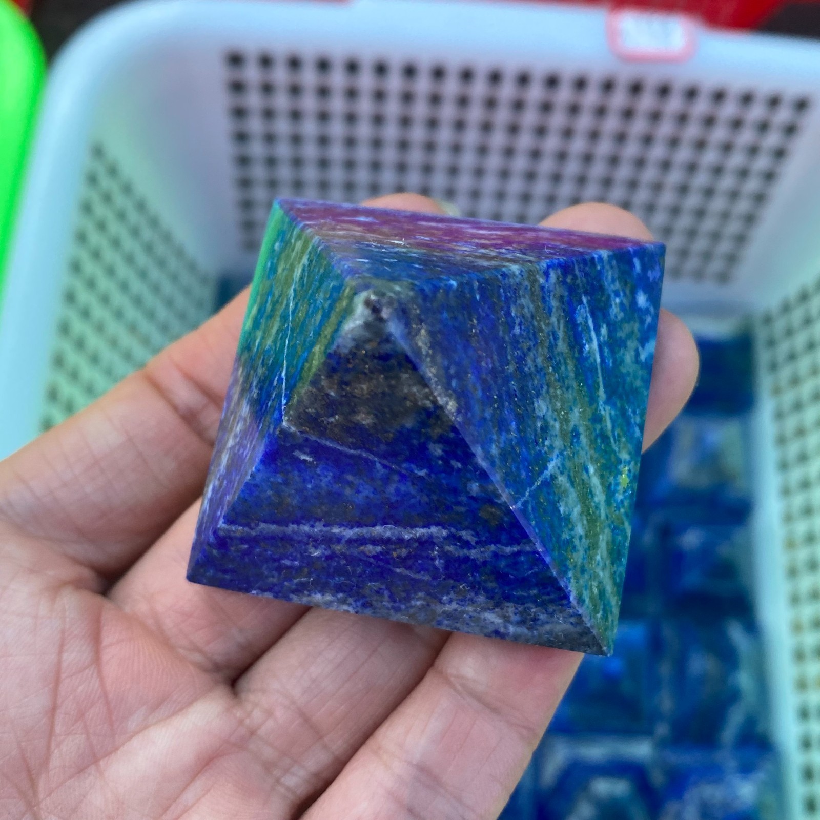 1PC Natural lapis lazuli Quartz Crystal Pyramid Energy Tower Spiritual Healing
