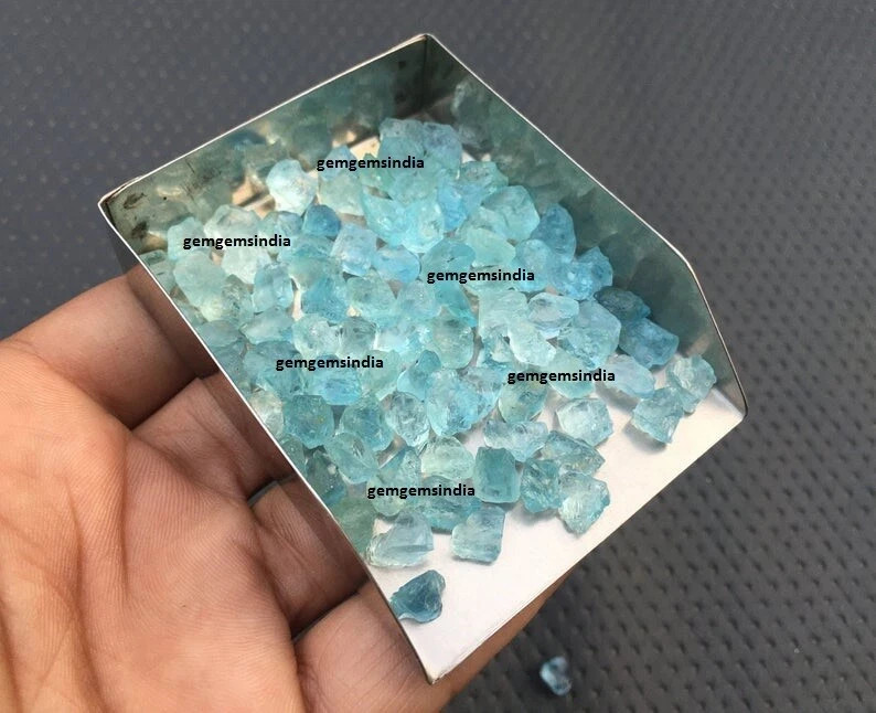 Beautiful Blue Aquamarine 20 Pieces Raw Size 6-8 MM Aquamarine Rough Stone Bulk