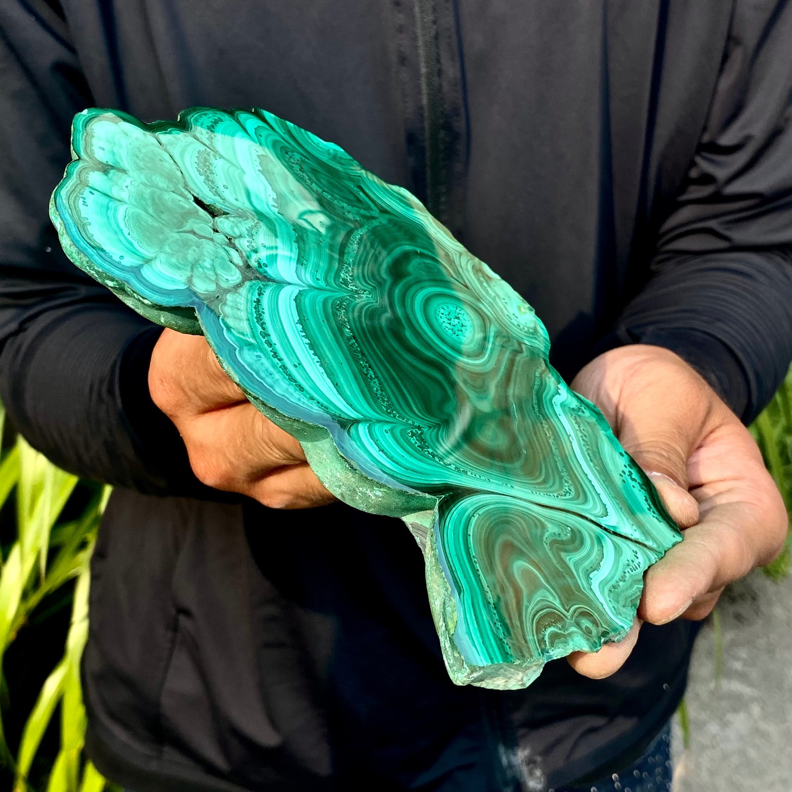 1.58LB Natural Green Malachite Slab Quartz Crystal Slice Ore Specimen Healing