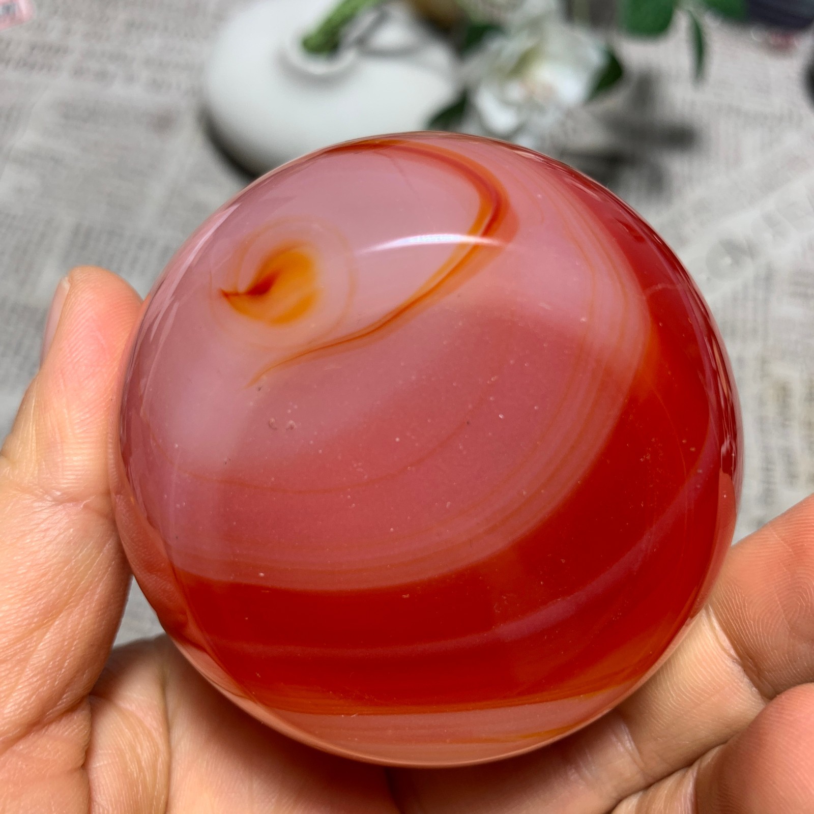 167g Red Agate Bowl Carving Carnelian Cup Glass Cup Reiki Manual Crystal Collect