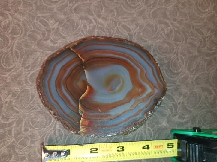 Beautiful Agate slice blue-gray and orange-brown