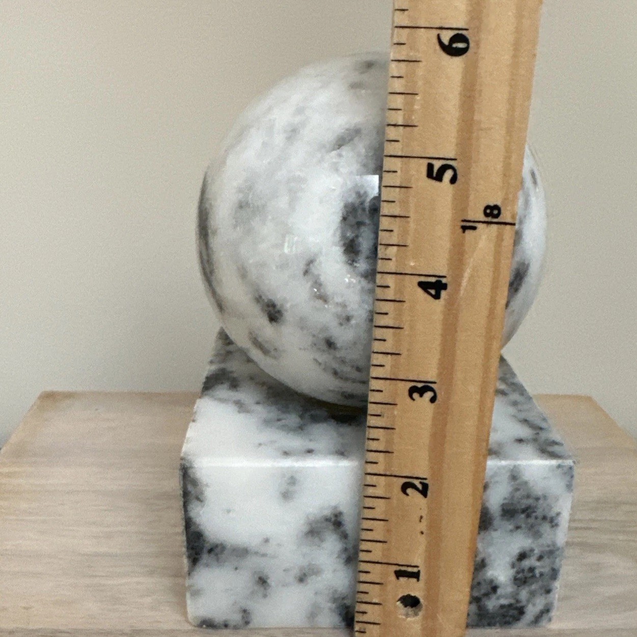 Marble Cube Sphere Swirled Stone Fused Sculpture Modern Minimalist Bookend Decor