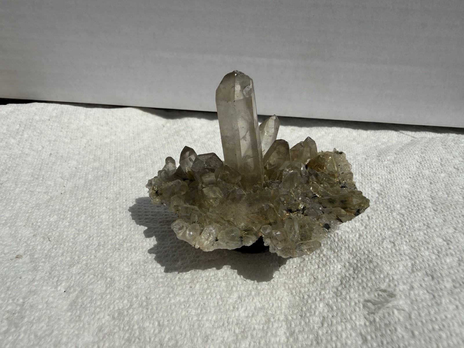 Rutilated Smoky Quartz Crystal Cluster Specimen – Golden Rutile Inclusions