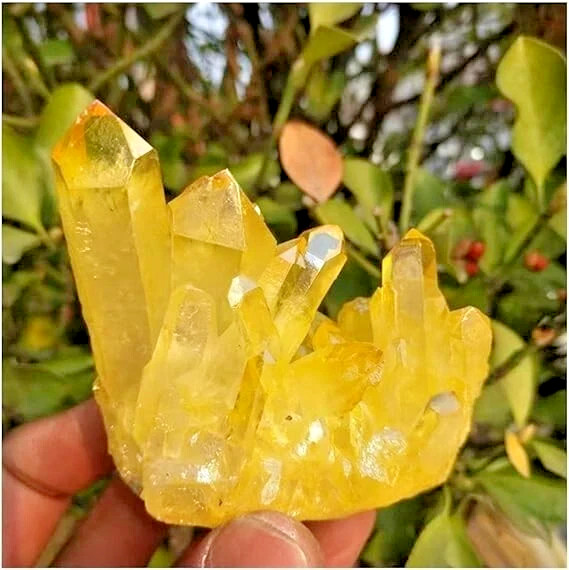 Natural Citrine Cluster Aura Crystal Cluster Mineral Specimen Healing Decoration