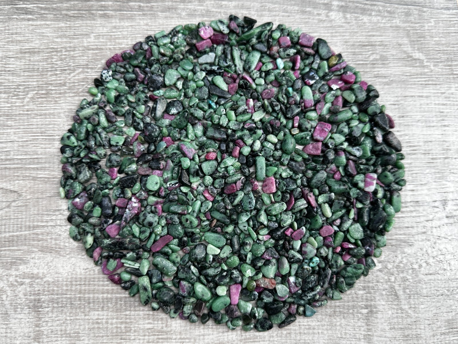 Grade A++ Ruby Zoisite Semi Tumbled Gemstone Mini Chips 4 – 9 mm, Wholesale Bulk