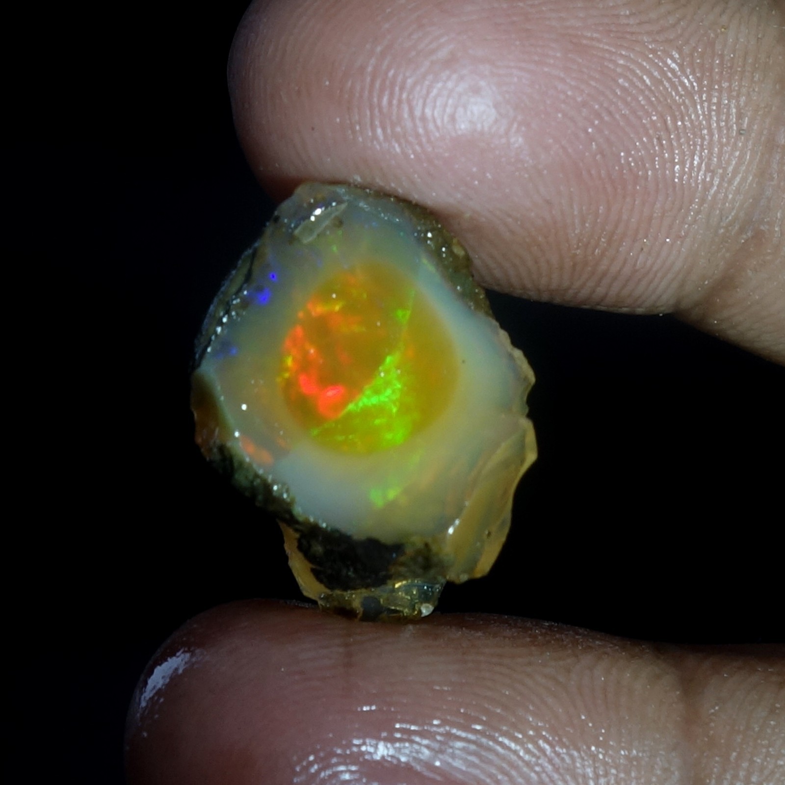 AA+ Ethiopian Oli Opal Rough Entreated Welo Opal Multi Fire Color Flash 11.80Cts