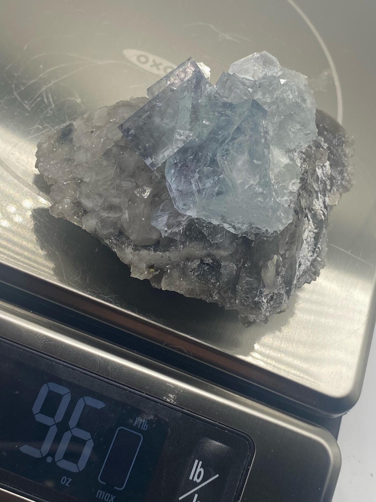 Blue Fluorite Cube Crystals on Smoky Quartz with Calcite! Great Specimen