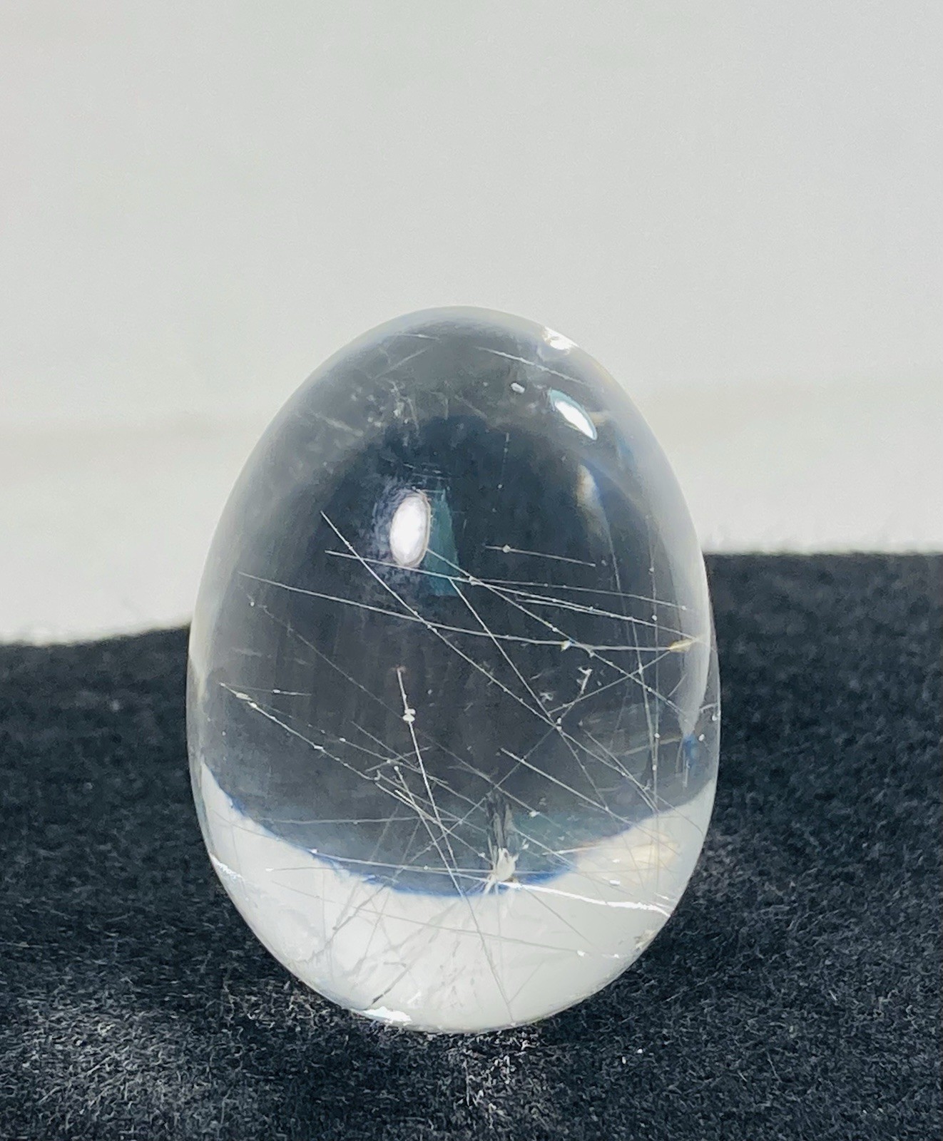 Rutilated Quartz natural fine Egg clear 33 grams 1.5”across hairy mineral