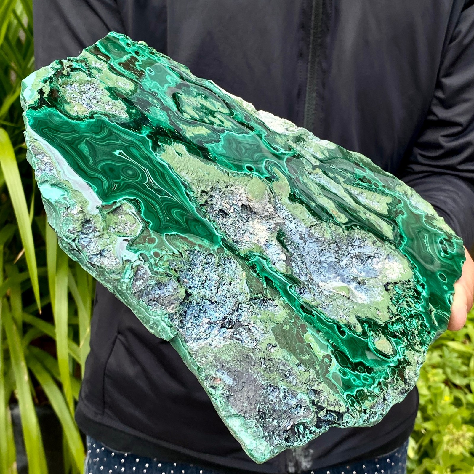 5.59LB Natural Green Malachite Slab Quartz Crystal Slice Ore Specimen Healing