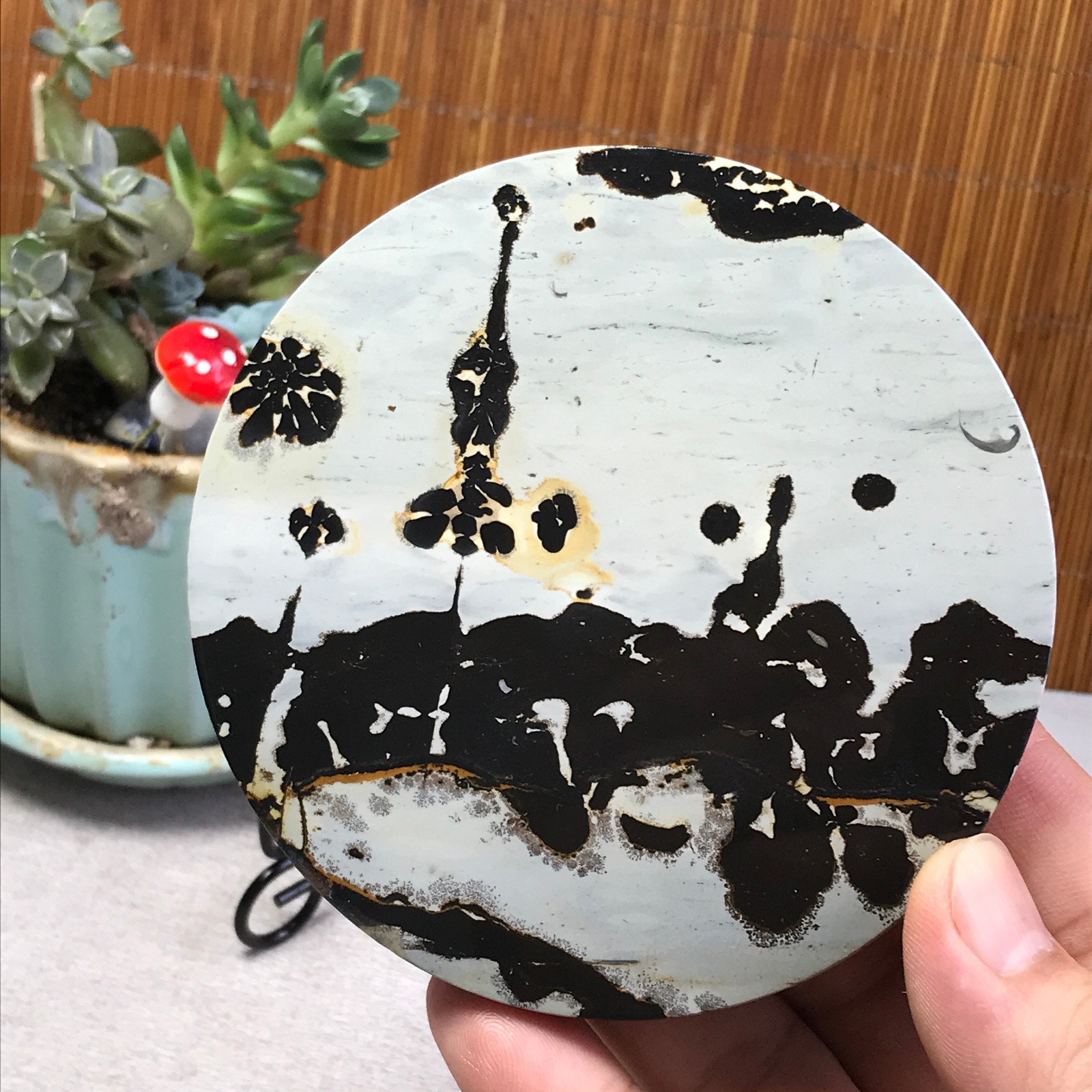 99mm Natural Chinese painting stone crystal ornaments for home decoration A6393