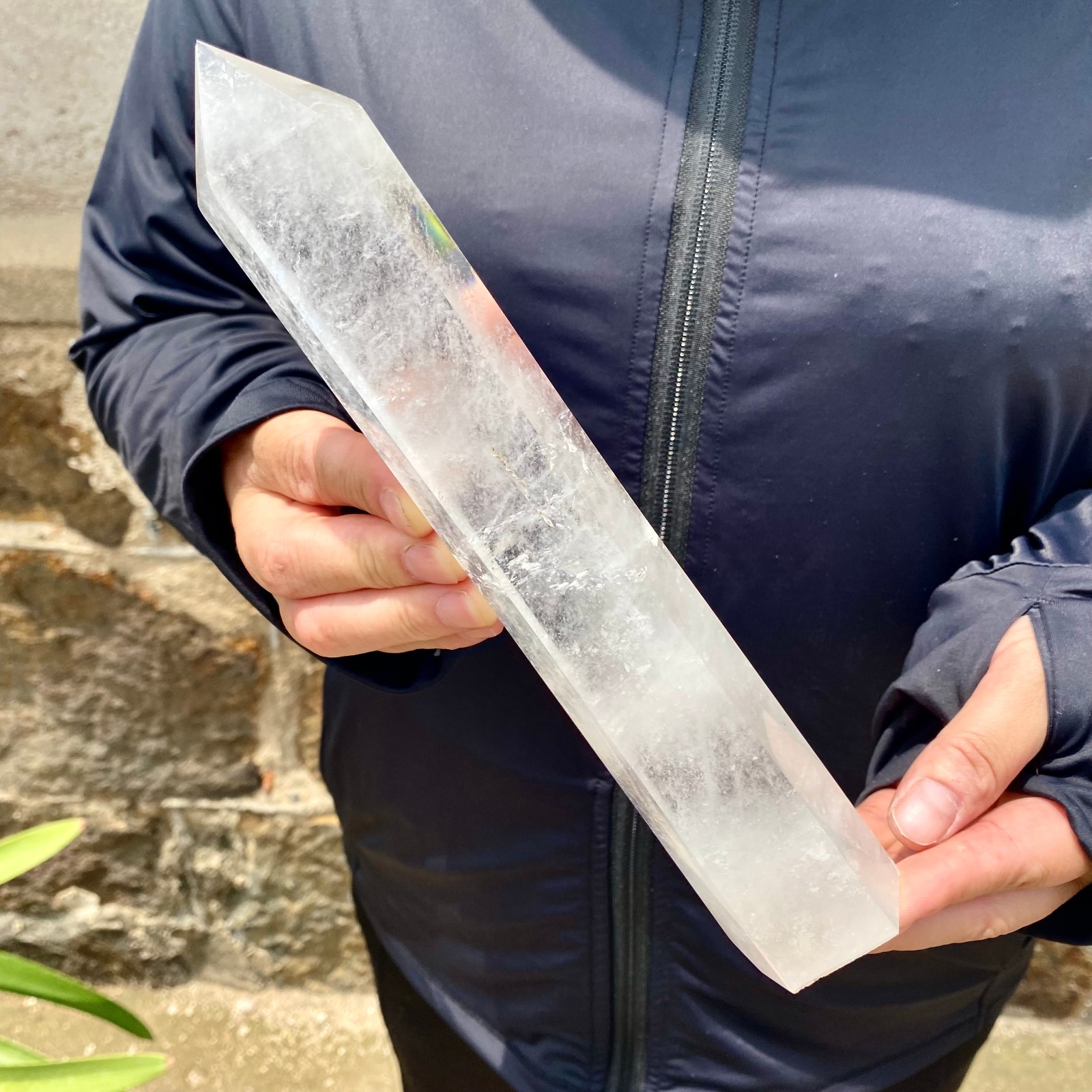 1.32LB Natural clear quartz obelisk Crystal Energy Tower Point Energy –
