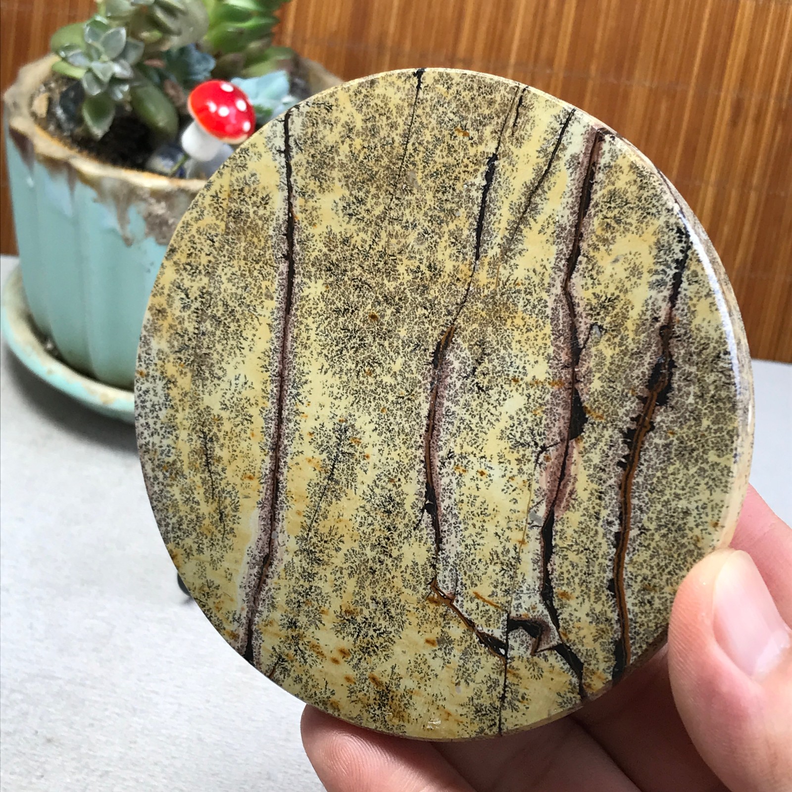 99mm Natural Chinese painting stone crystal ornaments for home decoration A6405