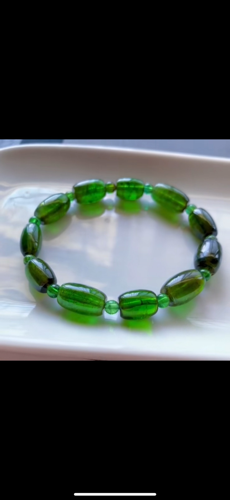 TOP Natural Imperial green tourmaline Gemstone quartz Bucket bead bracelet AA++