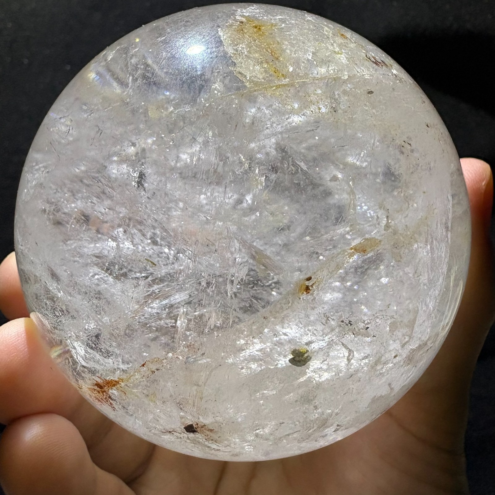 80mm Large Quartz Ball Natural Crystal Sphere w/ USB Light Stand Decoration