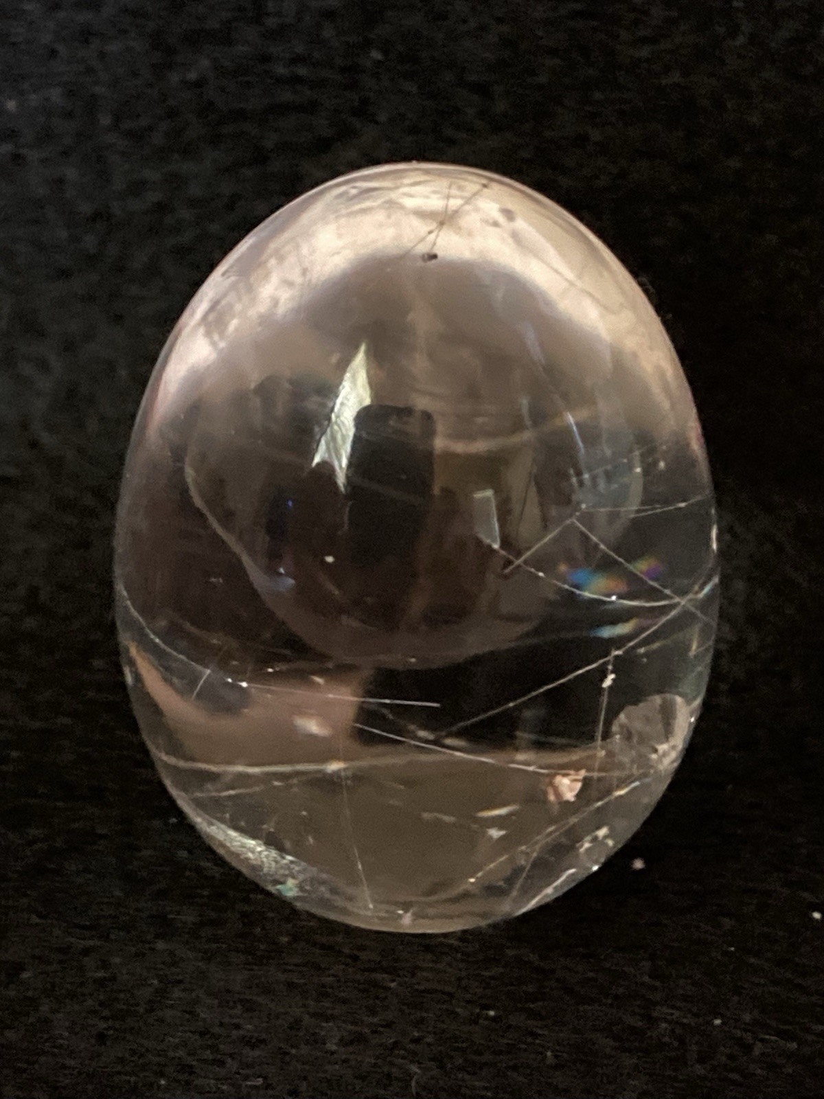 Rutilated Quartz natural fine Egg clear 33 grams 1.5”across hairy mineral