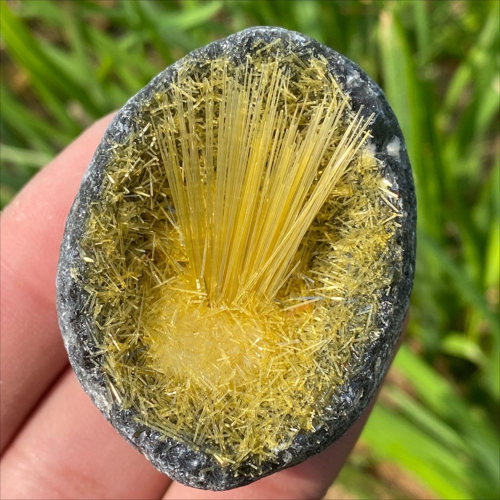 Raw Yellow Magnetite Quartz Cluster Rough Stone Egg Mineral Healing Decor Gift