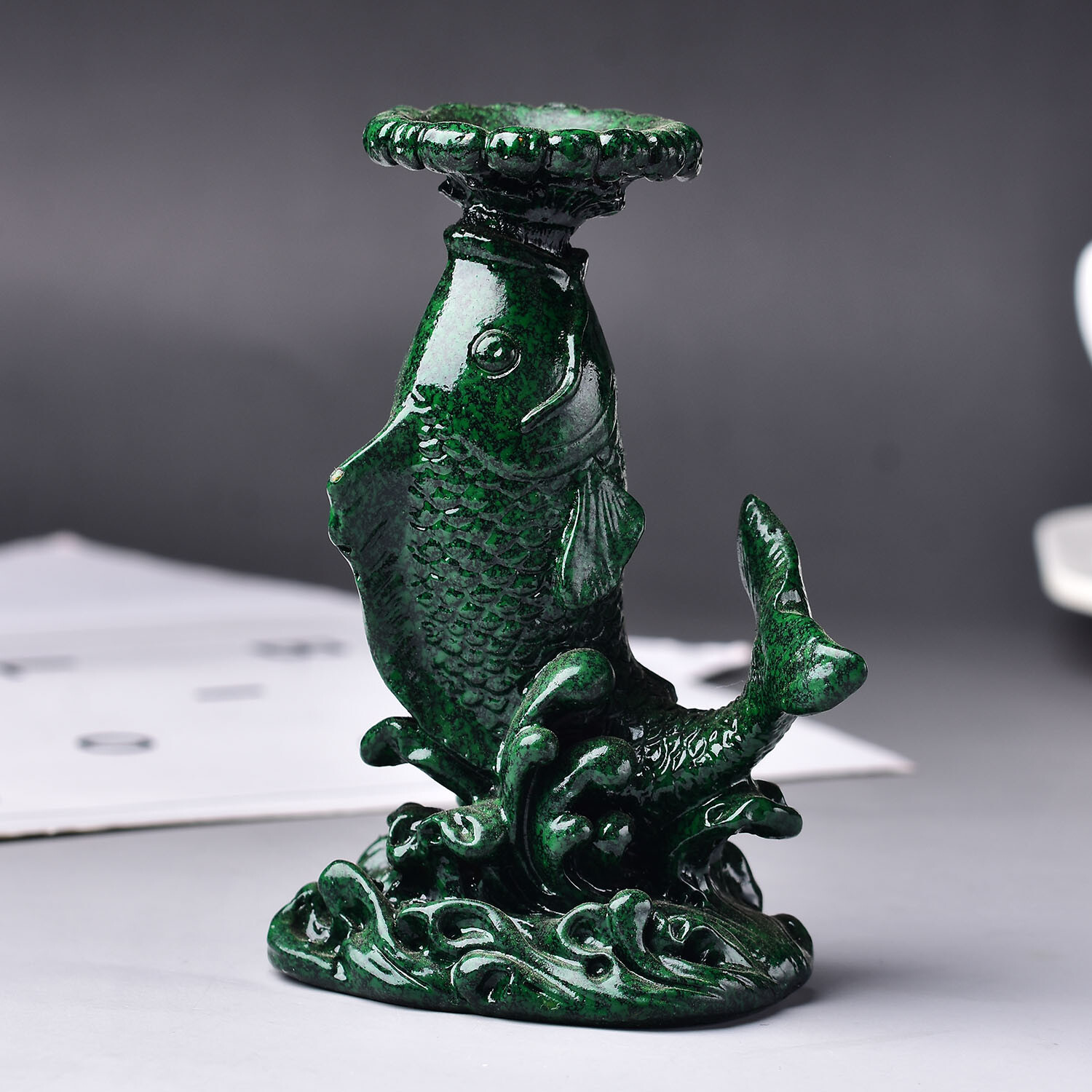 Carp Fish Crystal Ball Stand Base Resin Room Decor Sphere Stand Multi-color