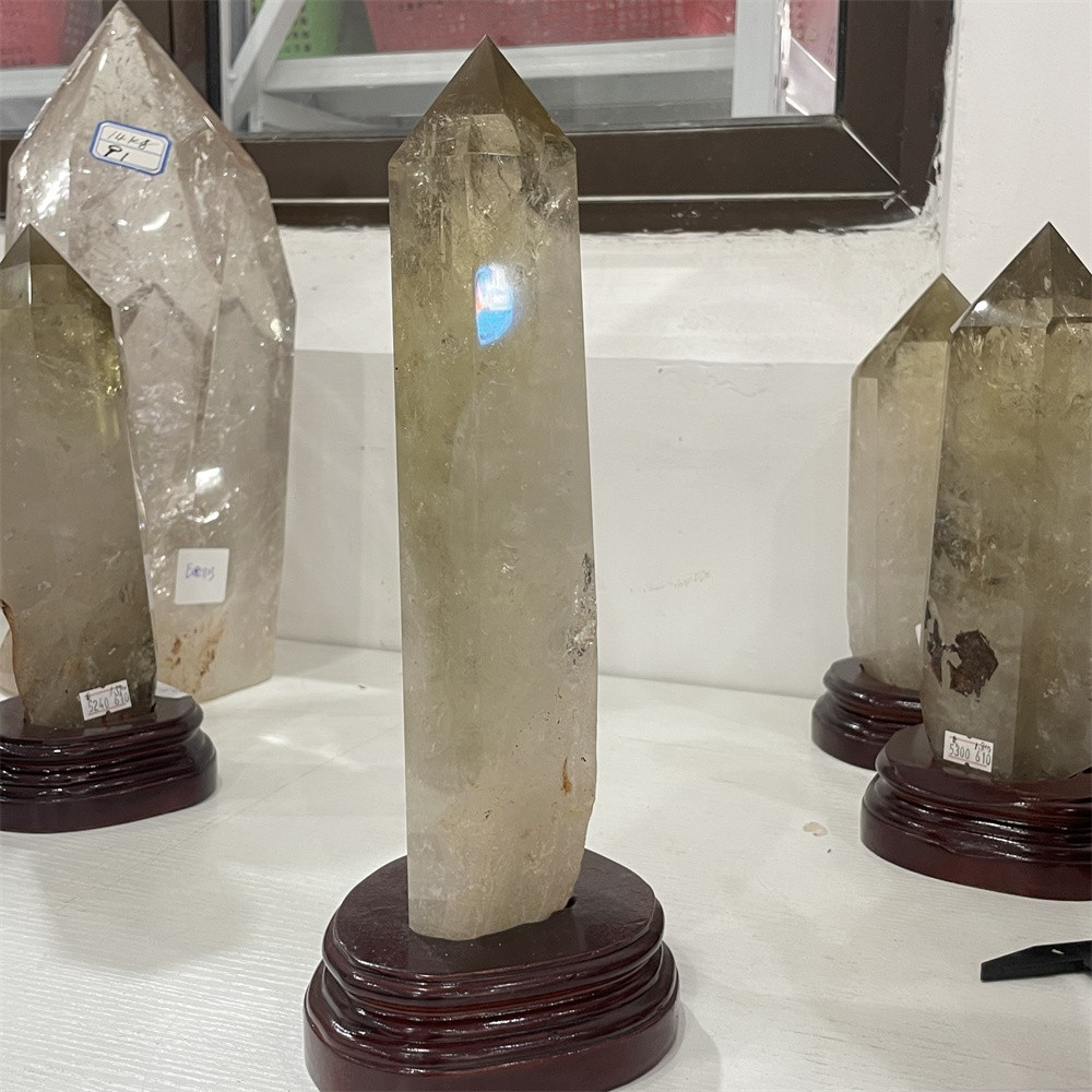 3.2LB 11.8″ Natural Smoky Quartz Obelisk Tower Crystal Quartz Energy+stand