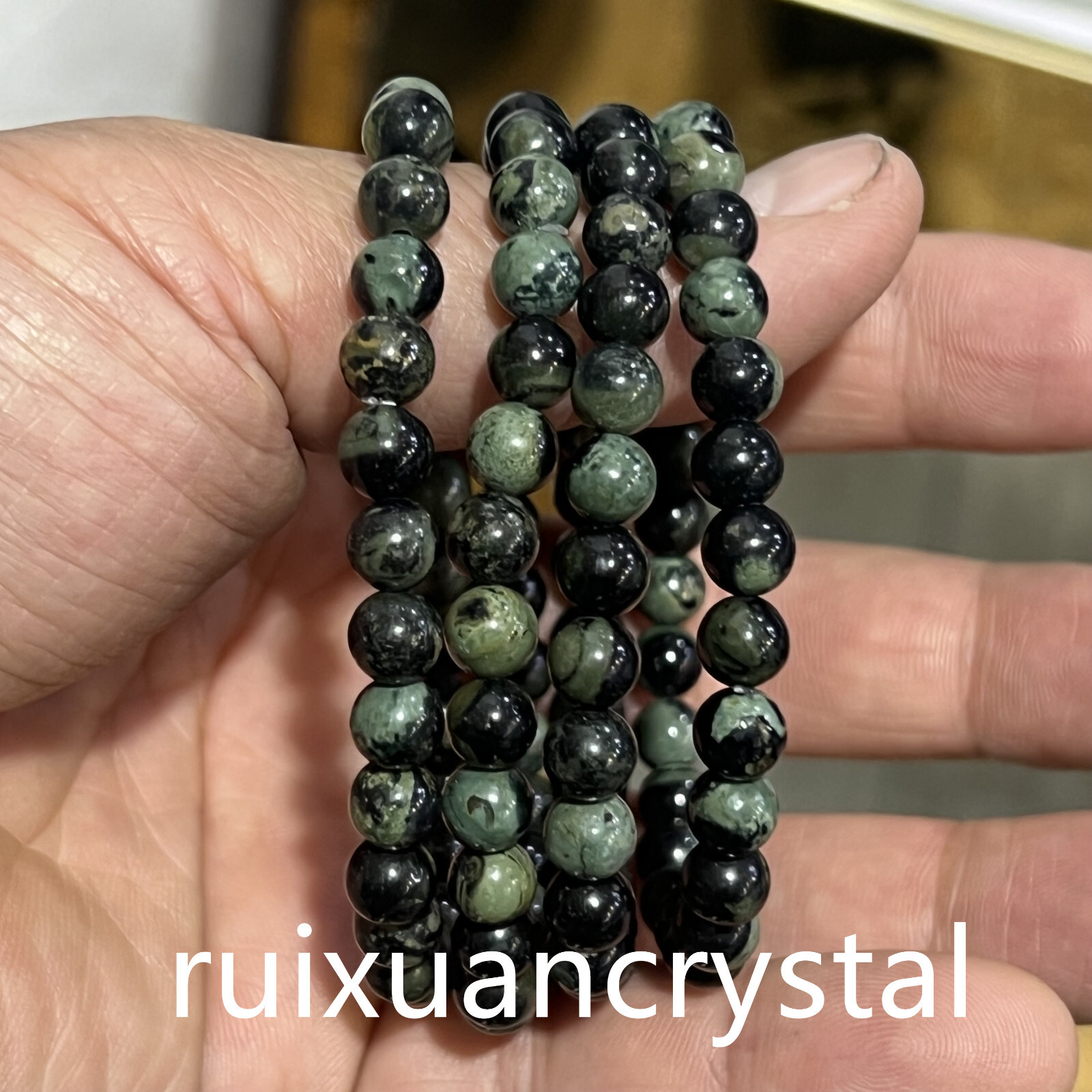Wholesale Lot 6pcs Natural Peacock’s eye stone 6 mm 7.5″Crystal Stretch Bracelet
