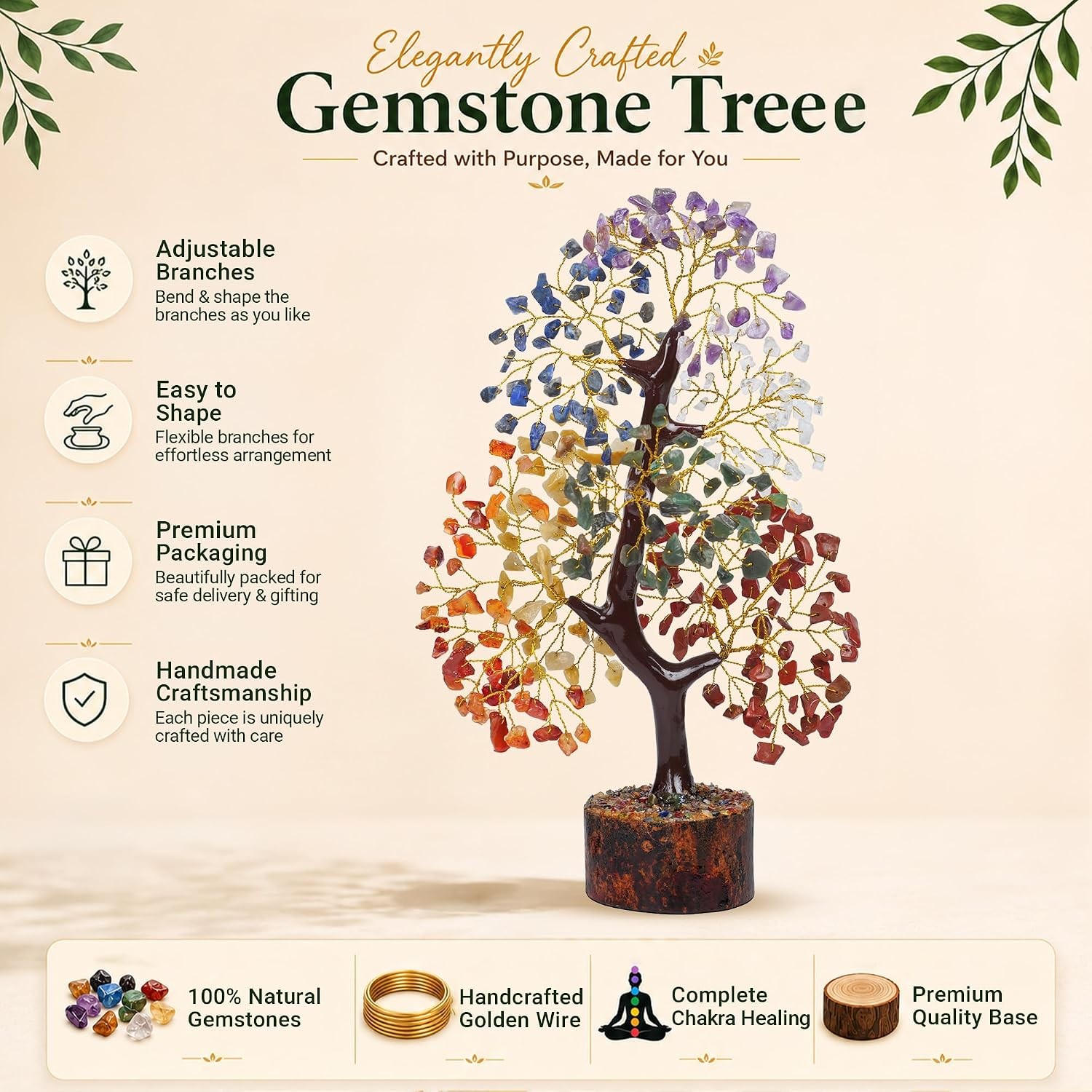 7 Chakra Tree of Life Decor – Crystals, Birthday Gifts for Women – House Warming