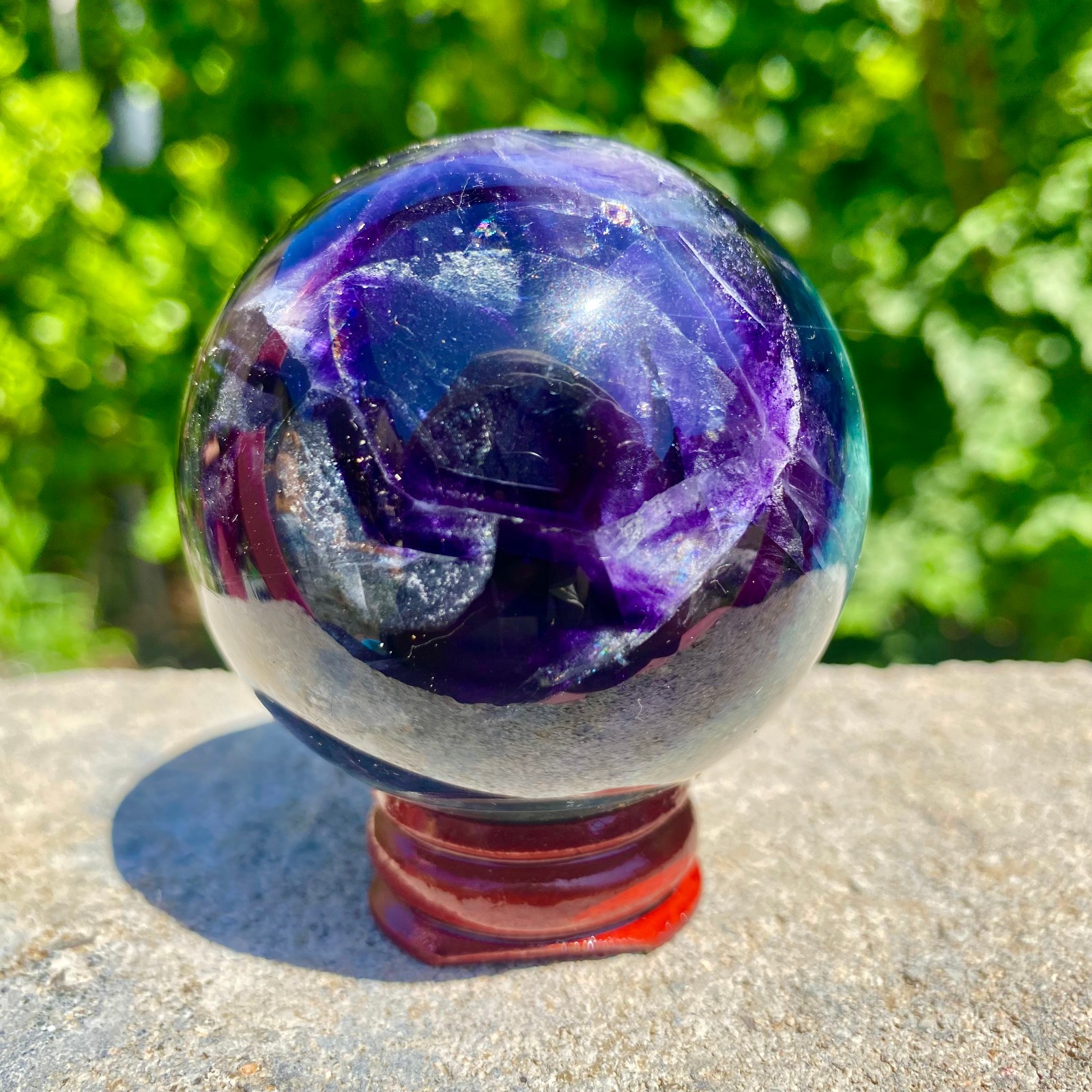 304G natural Green fluorite ball quartz crystal Sphere Reiki energy healing