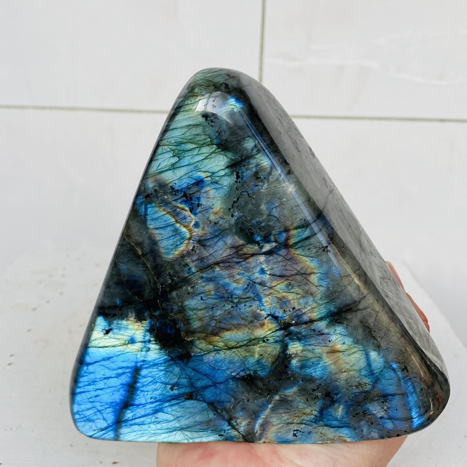 Natural Labradorite Quartz Crystal Freeform Mineral Specimen Healing 1180g