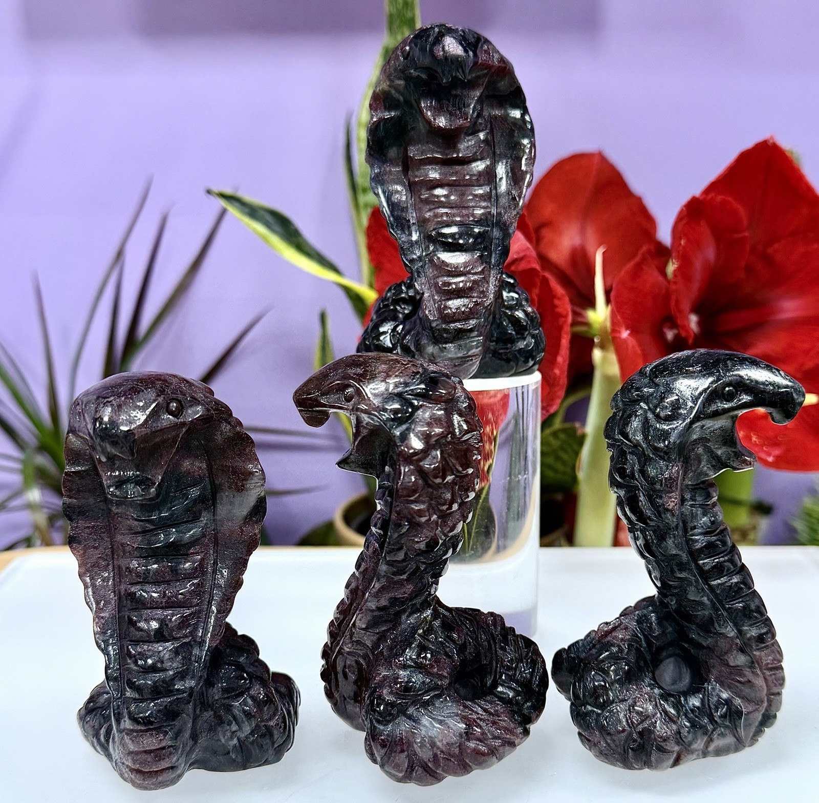 Wholesale 4 PCs Natural Garnet Astrophyllite/ Arfvedsonite Coba Snake Crystals