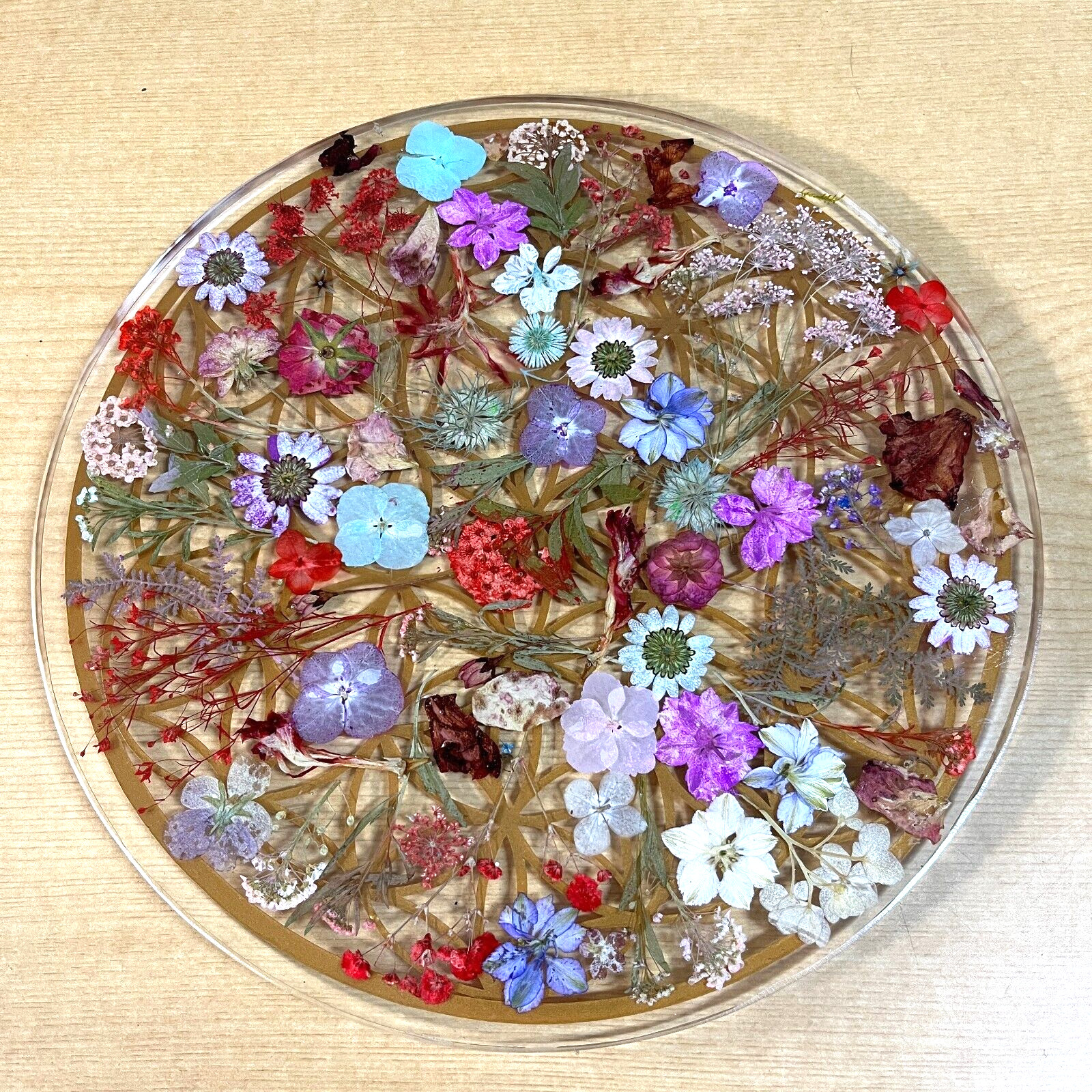 Grid Flower of Life Charging Plate Sacred Geometry Disc 11”